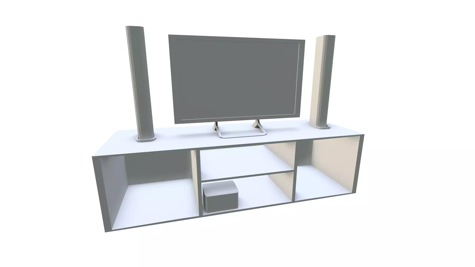 Television with table 3D model_0