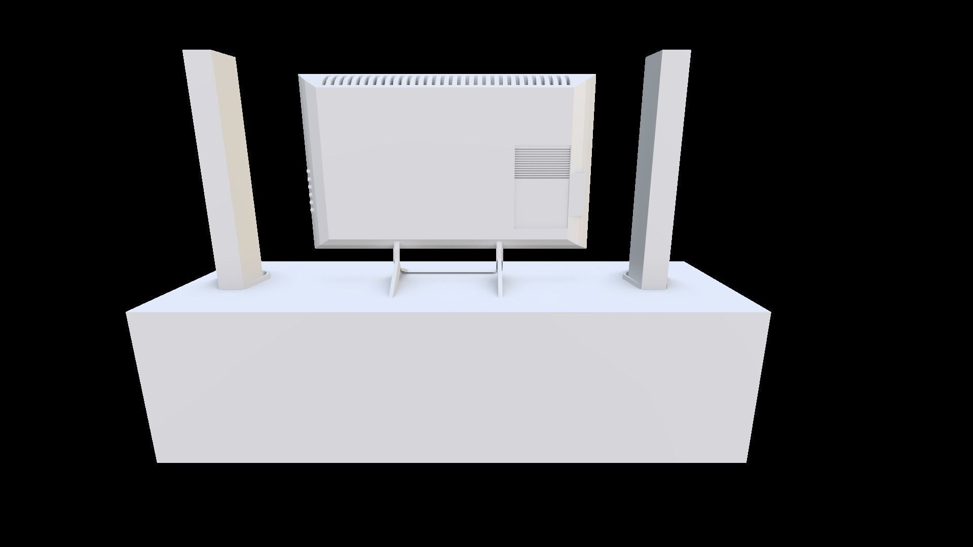 Television with table 3D model_2