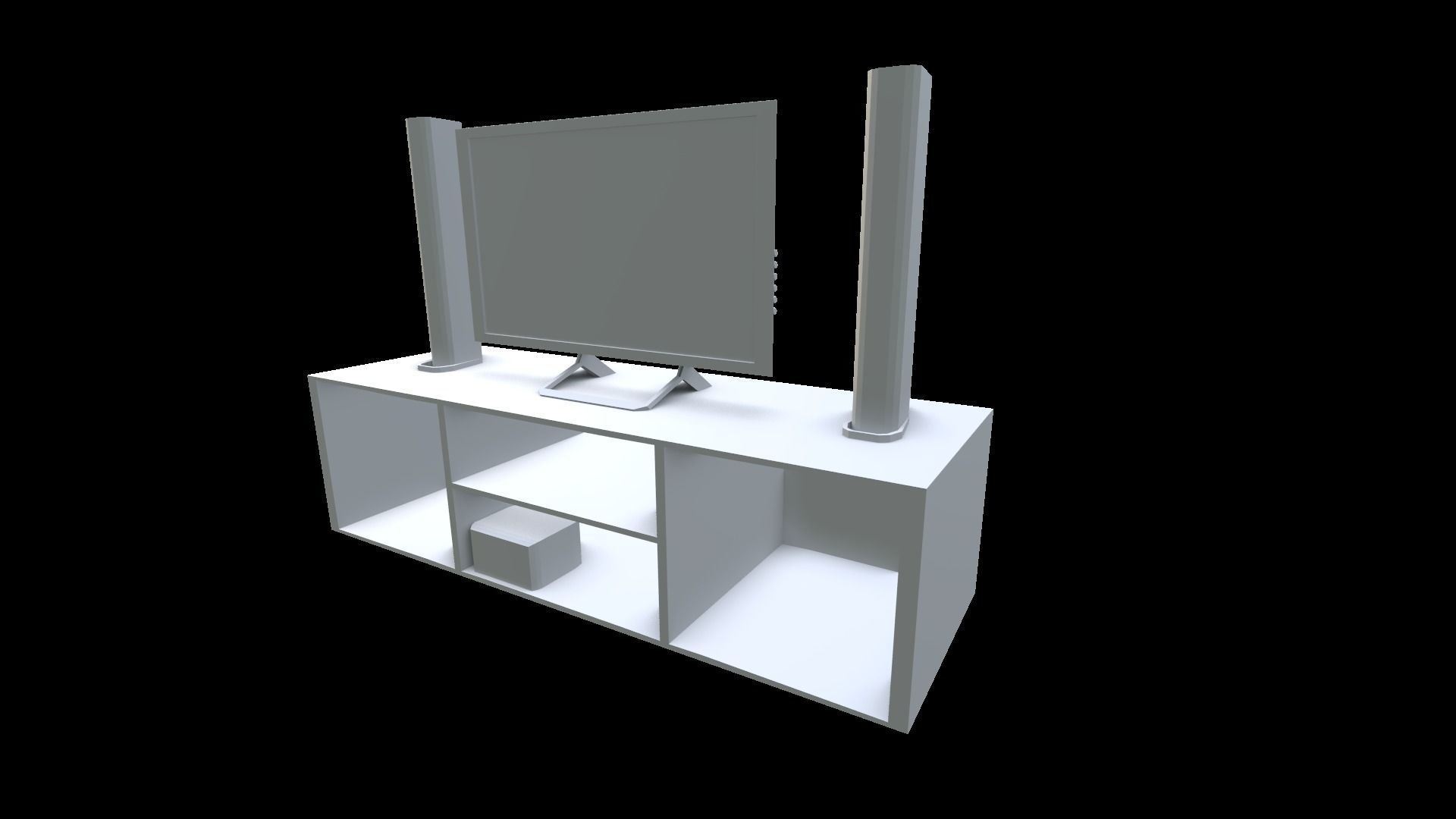 Television with table 3D model_1