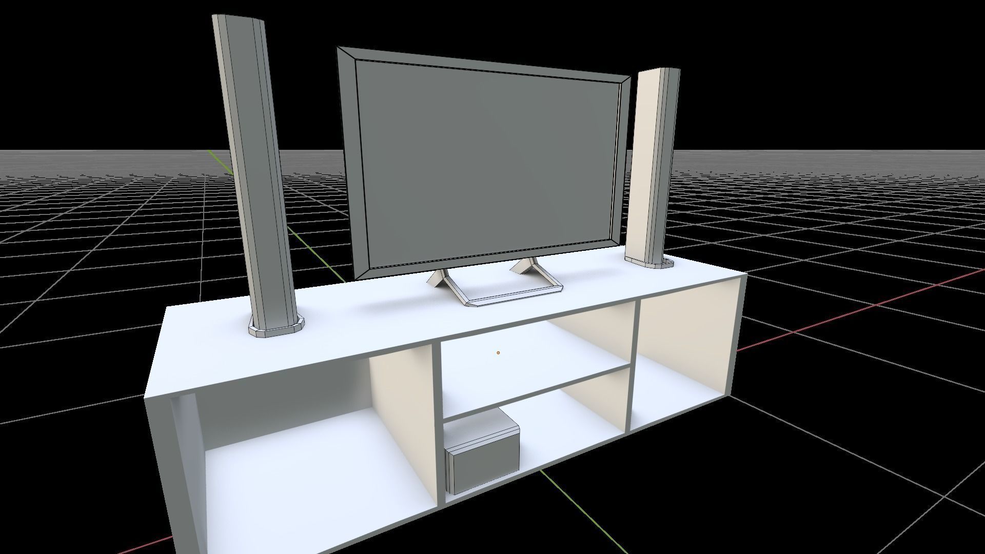 Television with table 3D model_4
