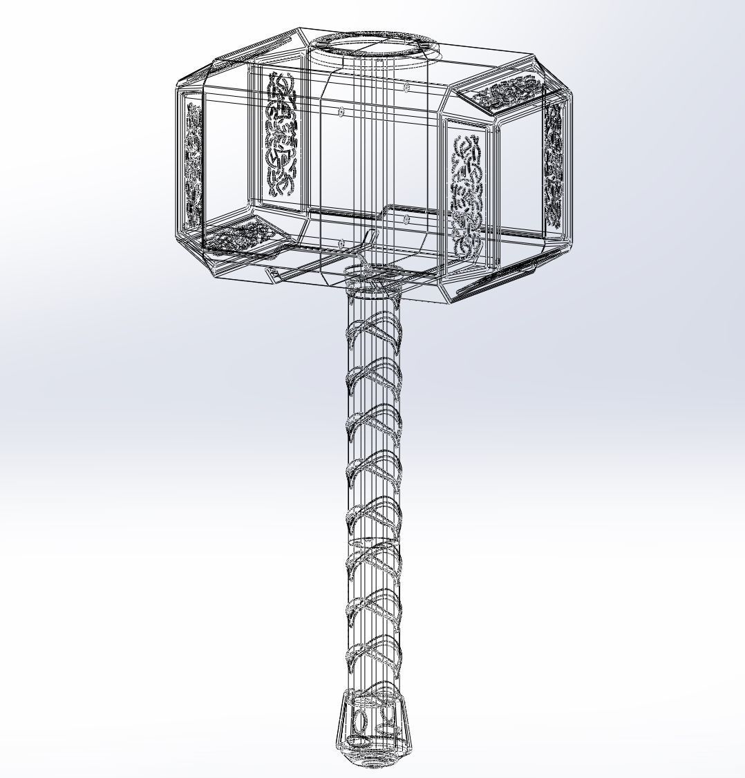 Thor Mjolnir Hammer Basic Printable Assembly 3D print model_95