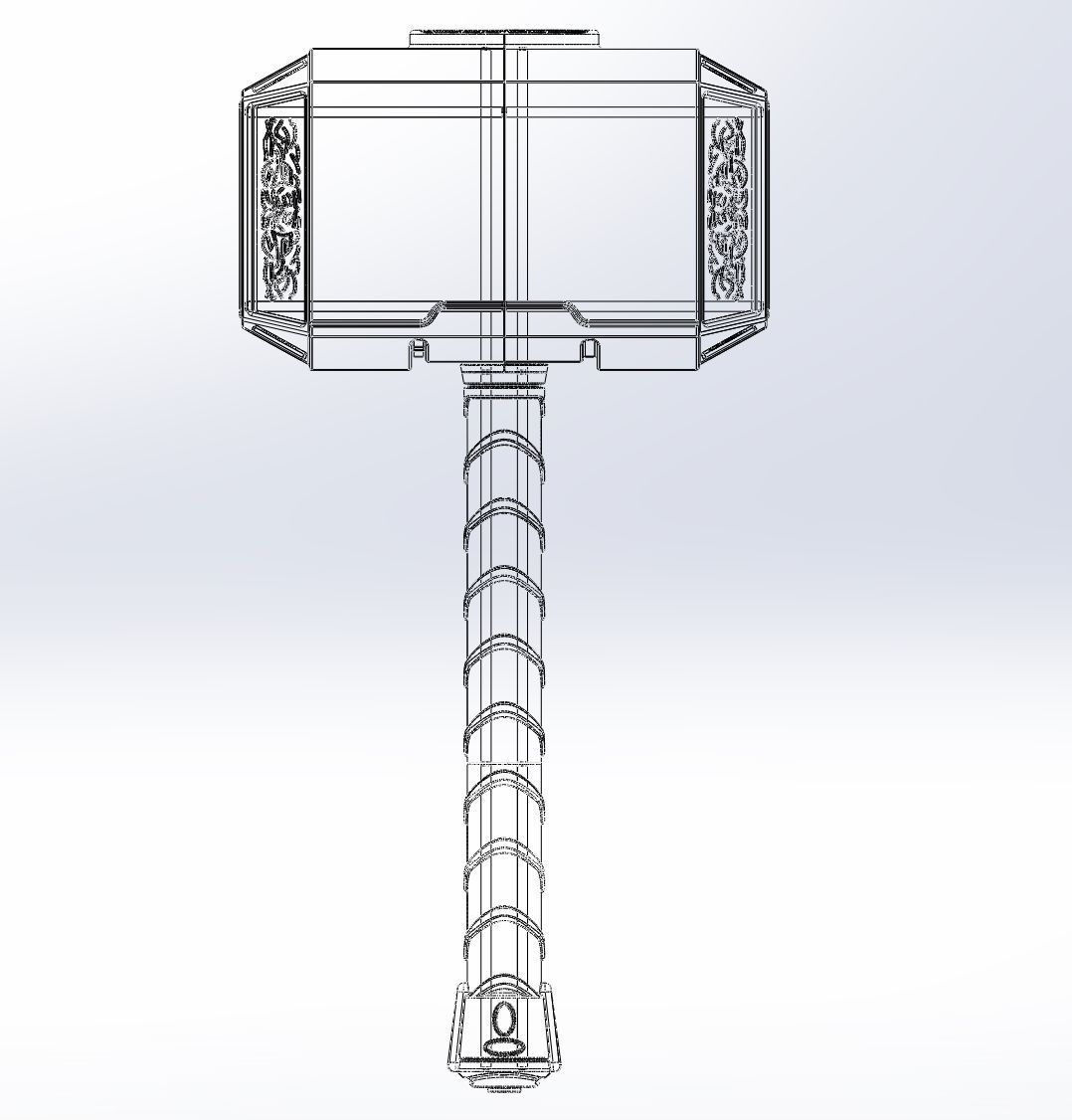 Thor Mjolnir Hammer Basic Printable Assembly 3D print model_1