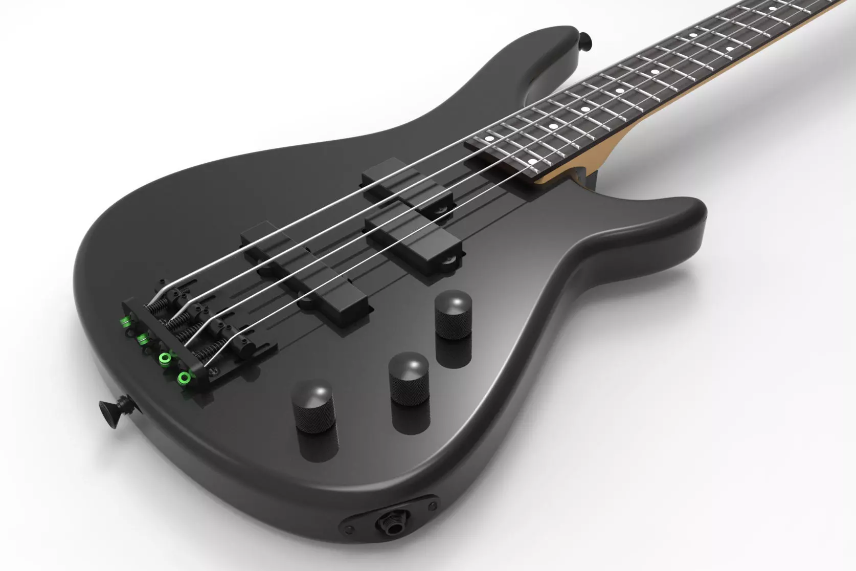 Black 4 Strings Bass Guitar 3D model