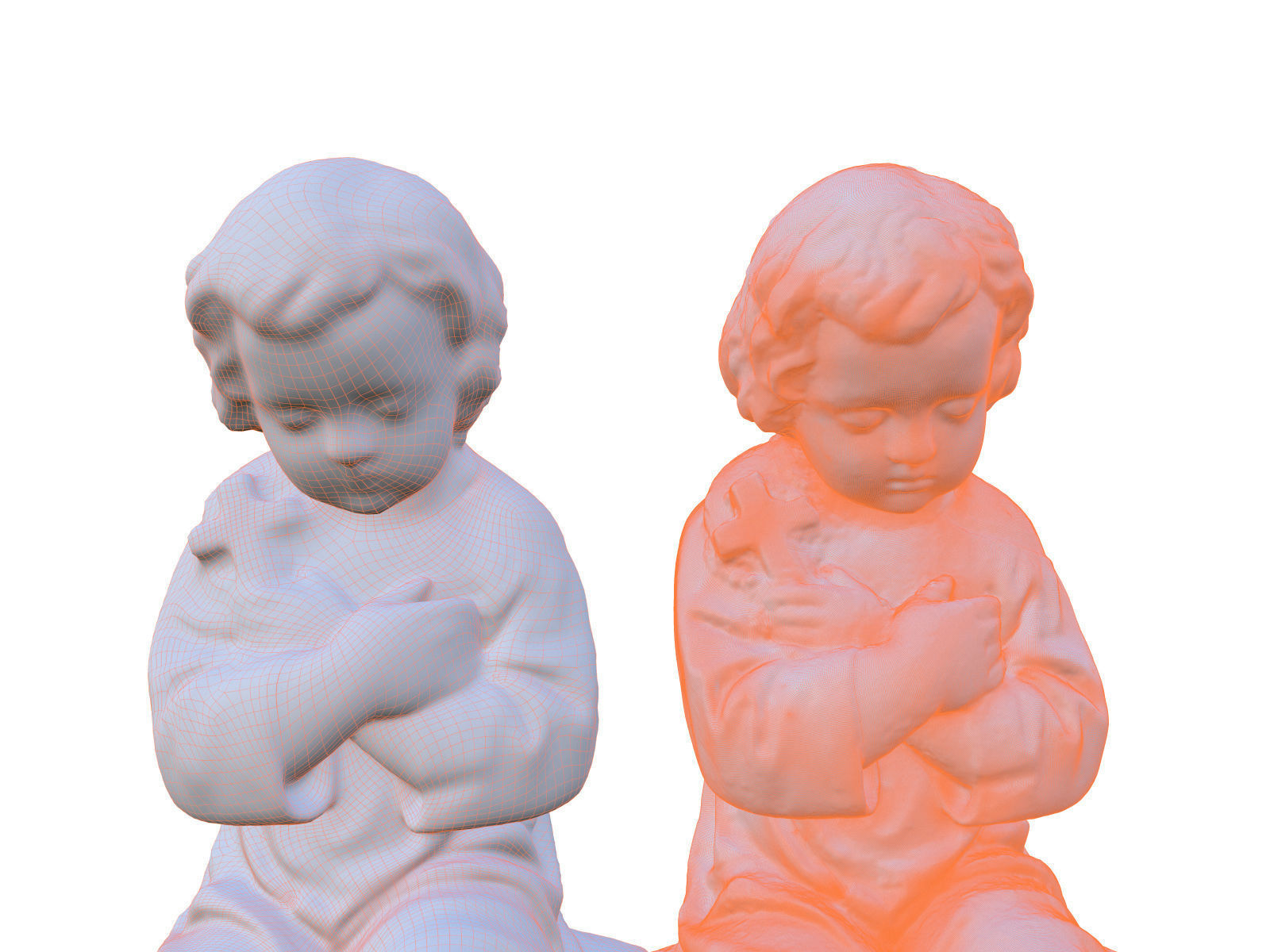 Child Funeral Sculpture Monument Low-poly 3D model_14