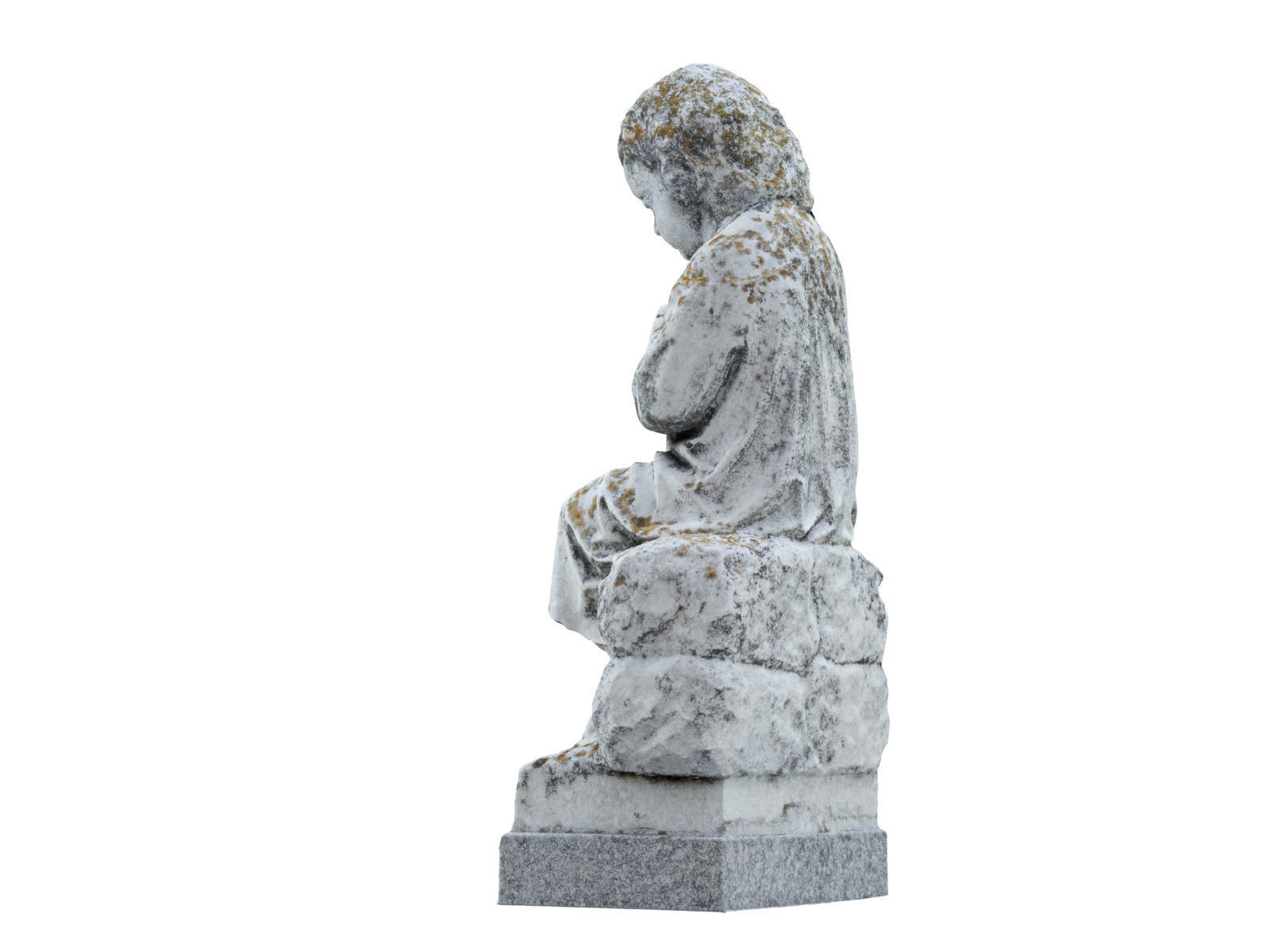 Child Funeral Sculpture Monument Low-poly 3D model_6