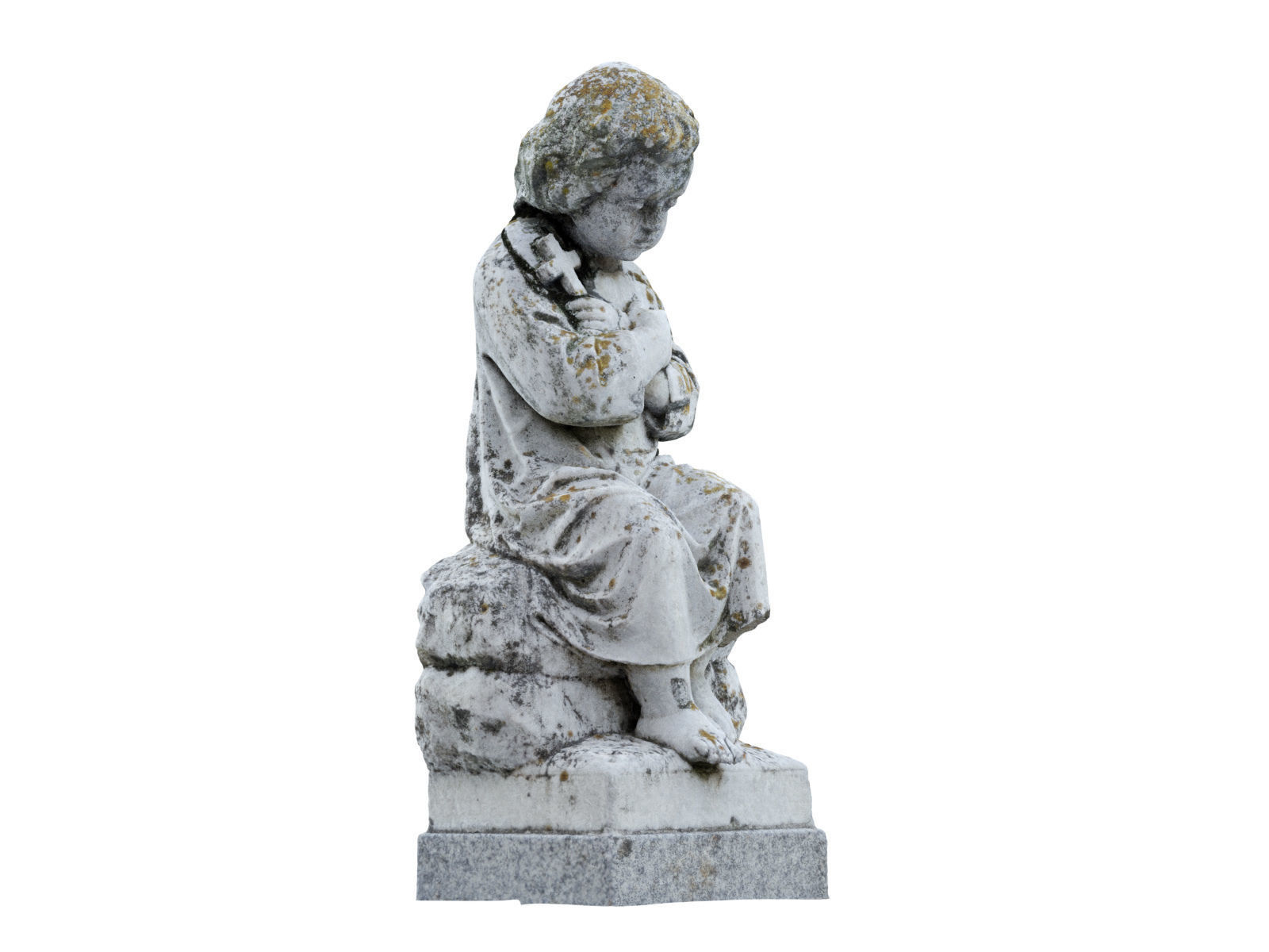 Child Funeral Sculpture Monument Low-poly 3D model_2