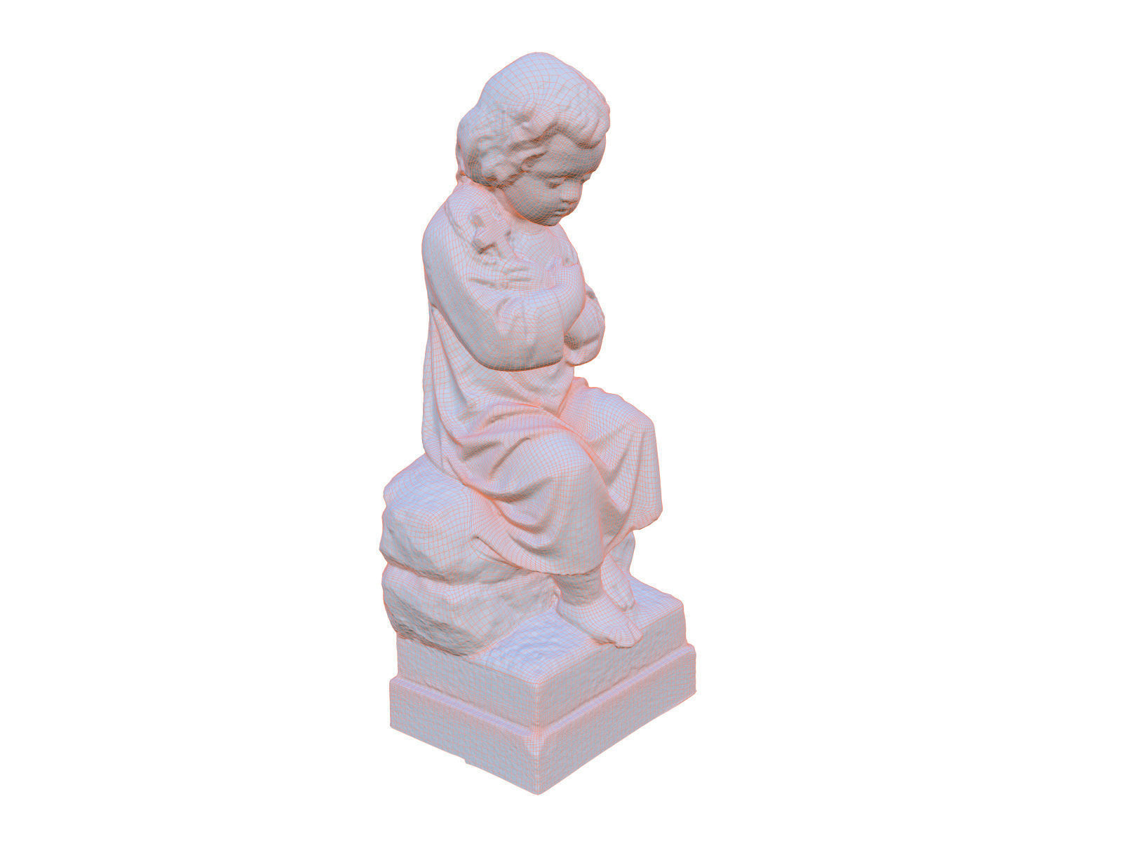 Child Funeral Sculpture Monument Low-poly 3D model_20