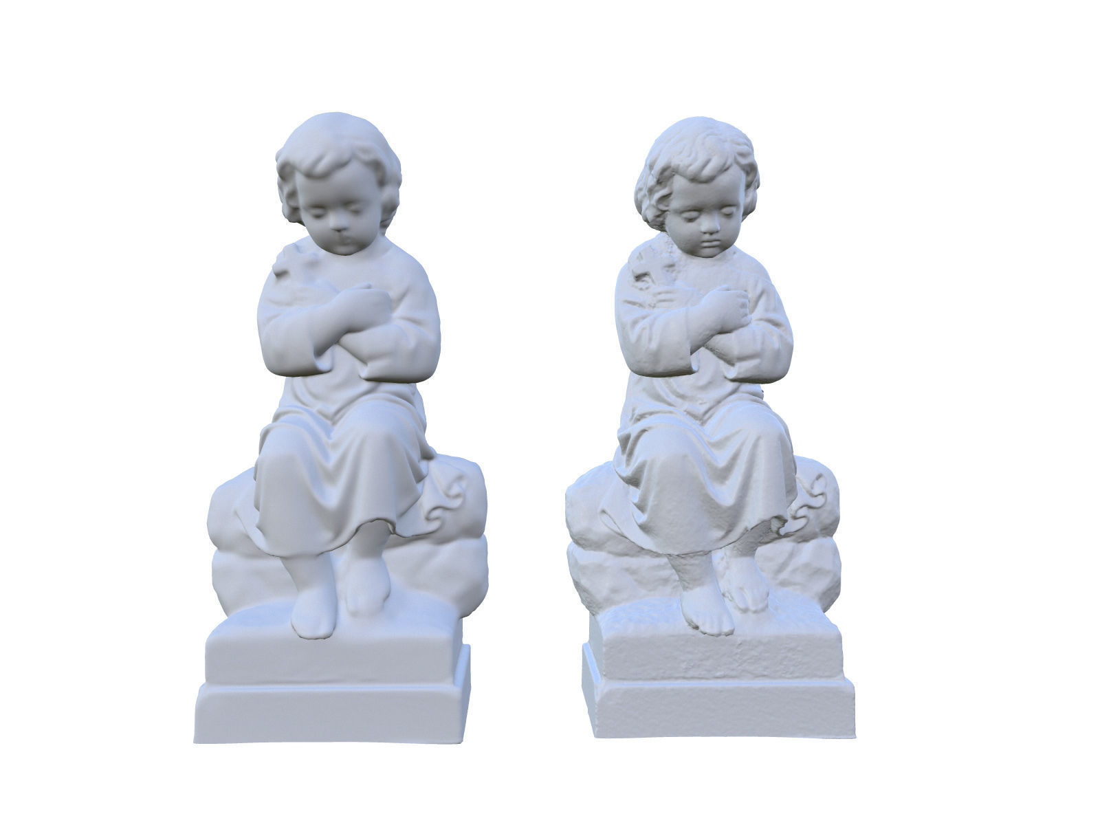 Child Funeral Sculpture Monument Low-poly 3D model_11