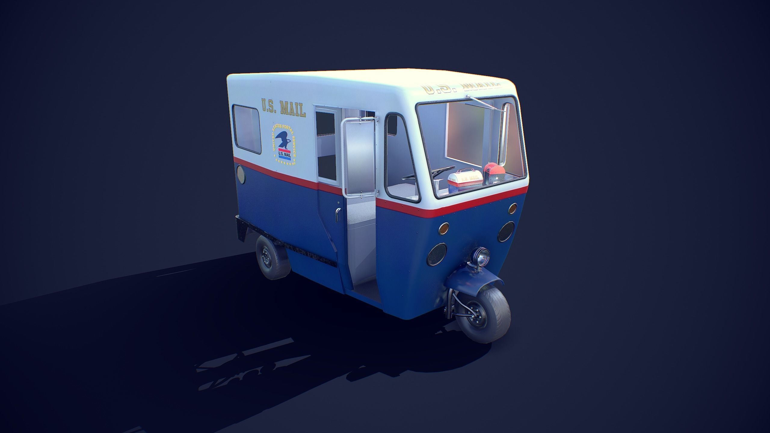 Cushman Mailster truckster  1960 Low-poly 3D model_6