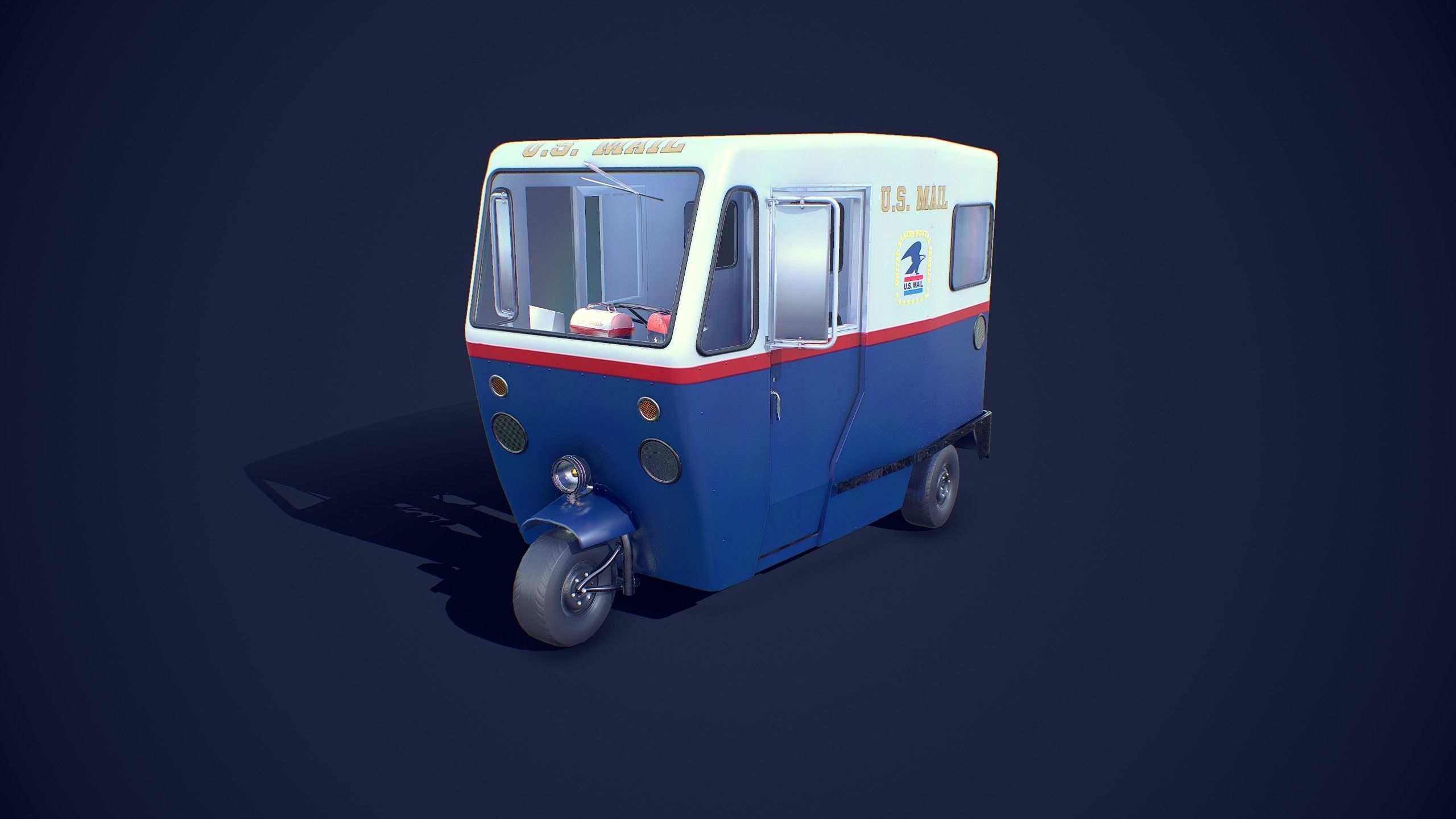 Cushman Mailster truckster  1960 Low-poly 3D model_3