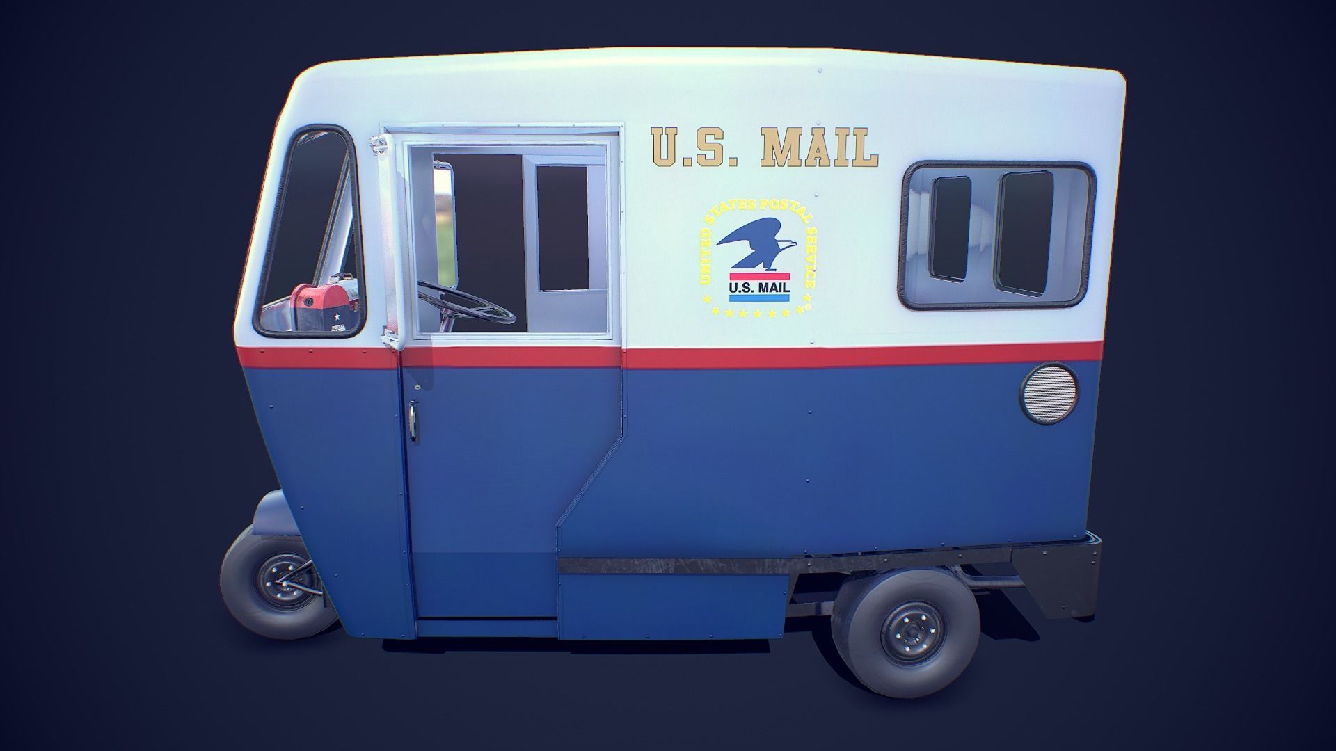 Cushman Mailster truckster  1960 Low-poly 3D model_11