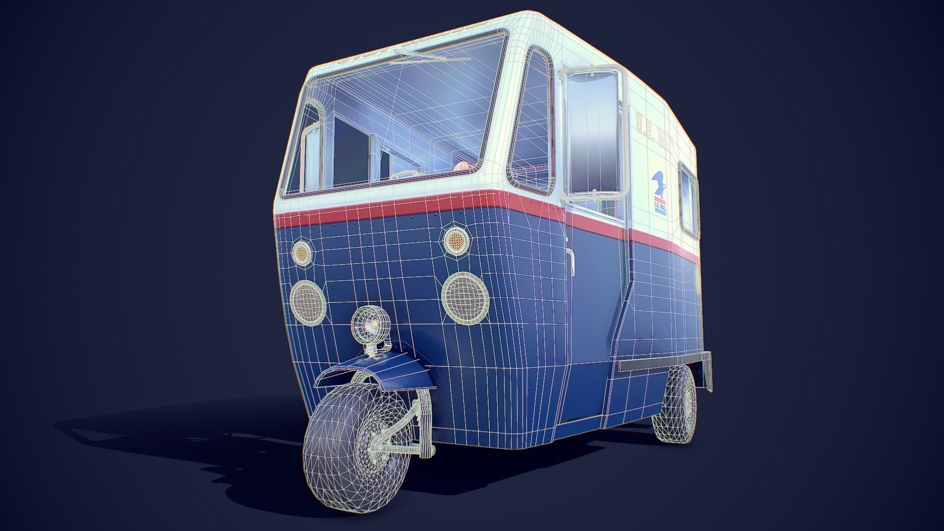 Cushman Mailster truckster  1960 Low-poly 3D model_14