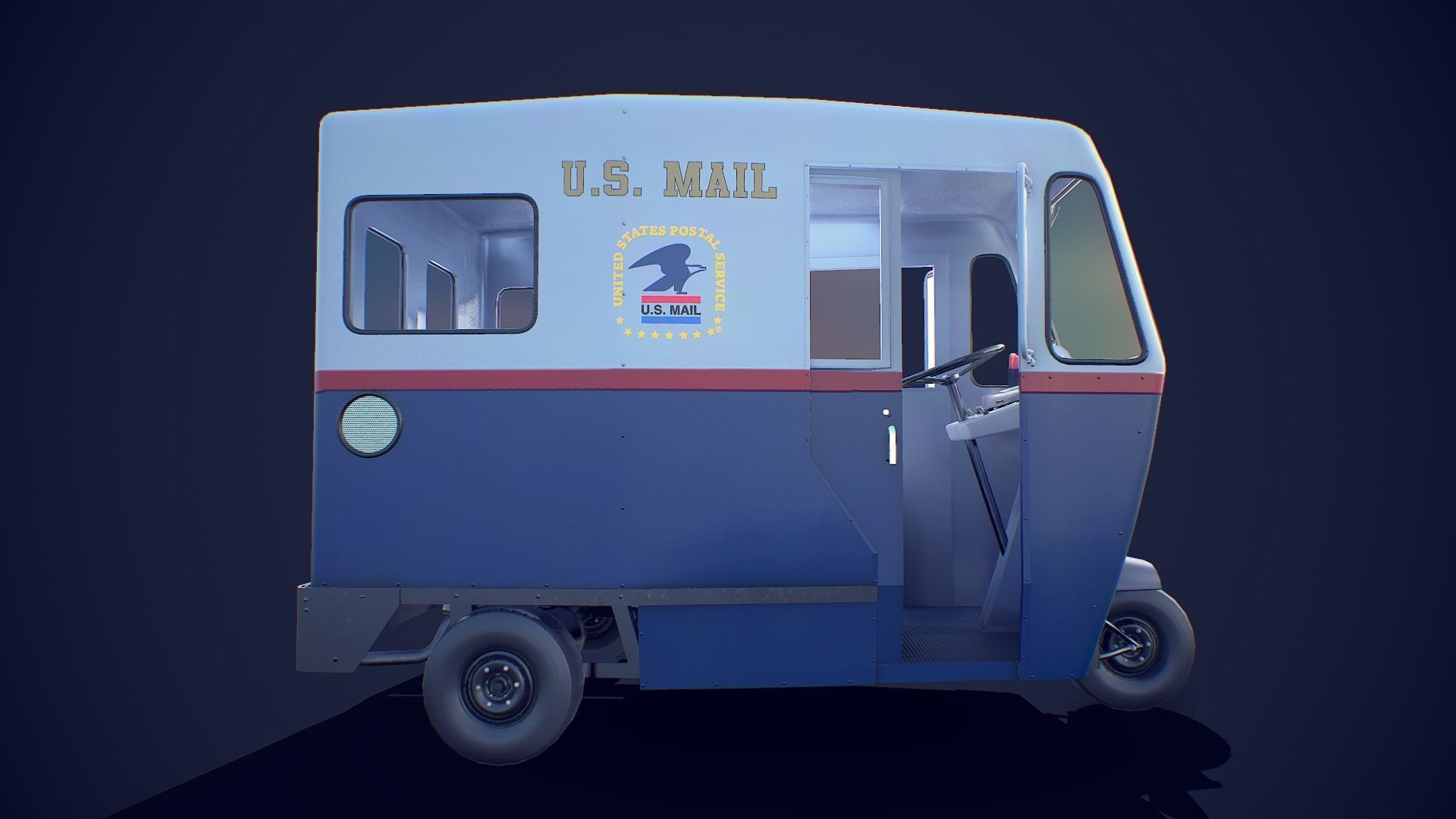 Cushman Mailster truckster  1960 Low-poly 3D model_5