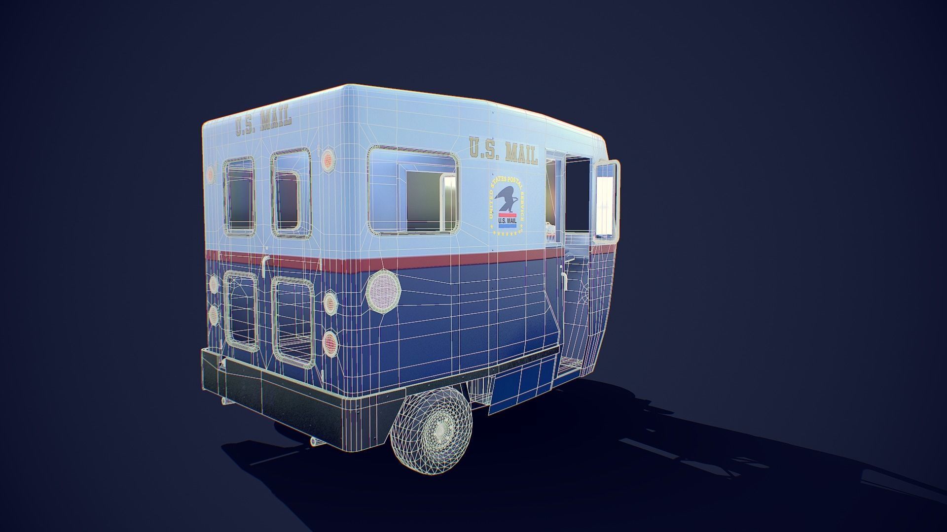 Cushman Mailster truckster  1960 Low-poly 3D model_10
