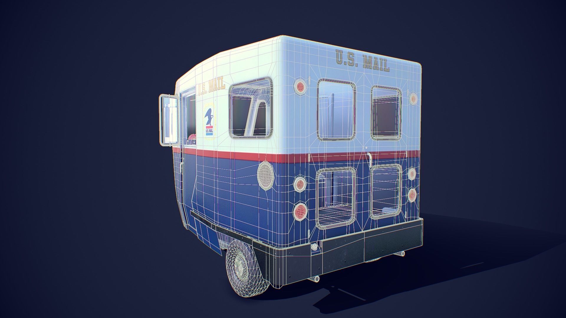 Cushman Mailster truckster  1960 Low-poly 3D model_12