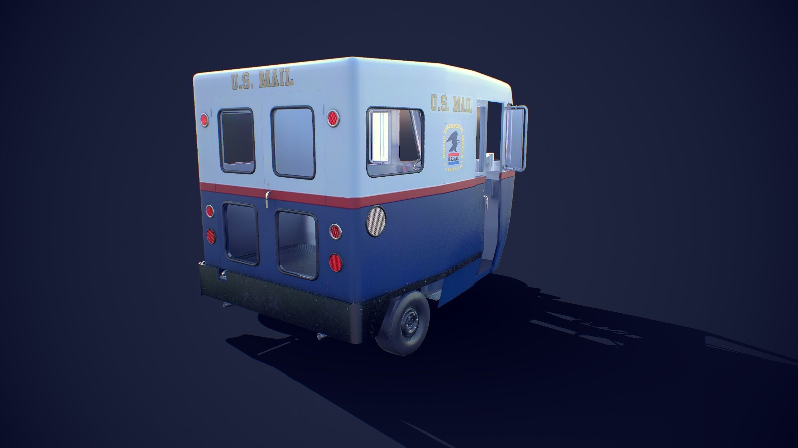 Cushman Mailster truckster  1960 Low-poly 3D model_7