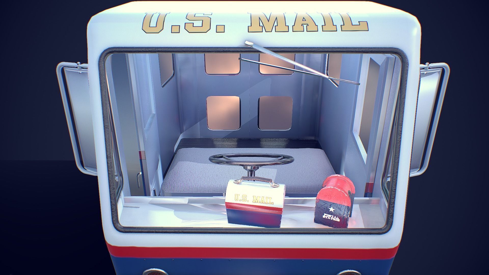 Cushman Mailster truckster  1960 Low-poly 3D model_16