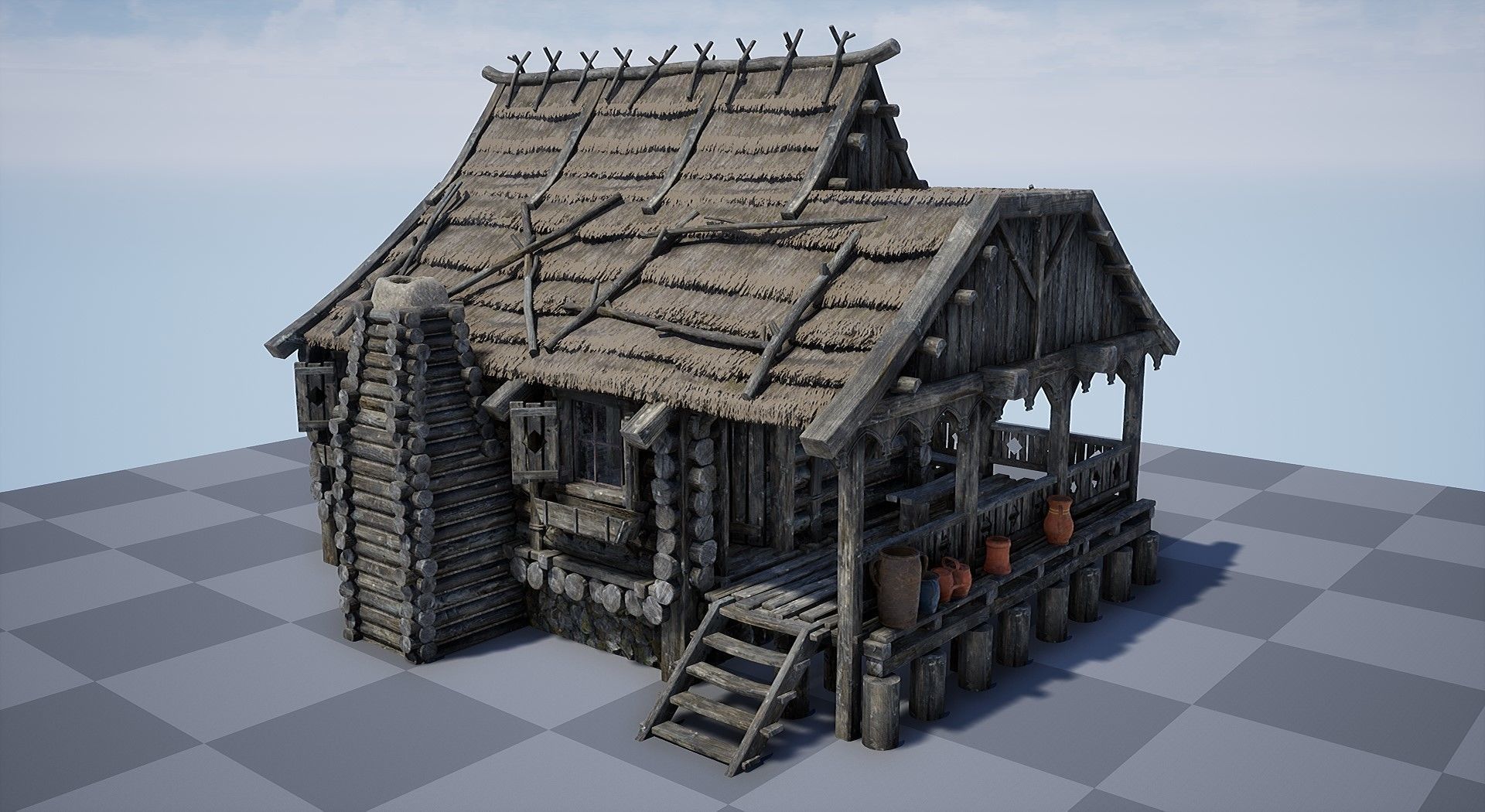  Modular Medieval Village - Unreal Project Low-poly 3D model_28