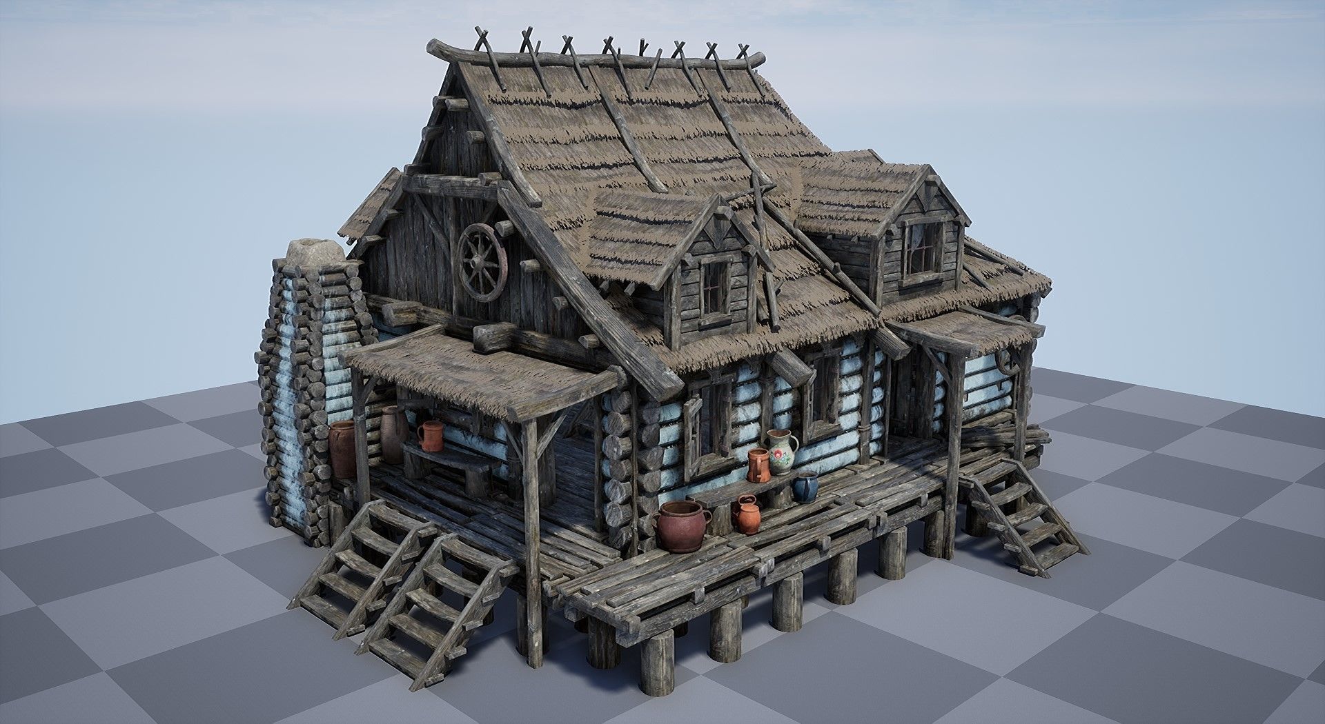  Modular Medieval Village - Unreal Project Low-poly 3D model_32