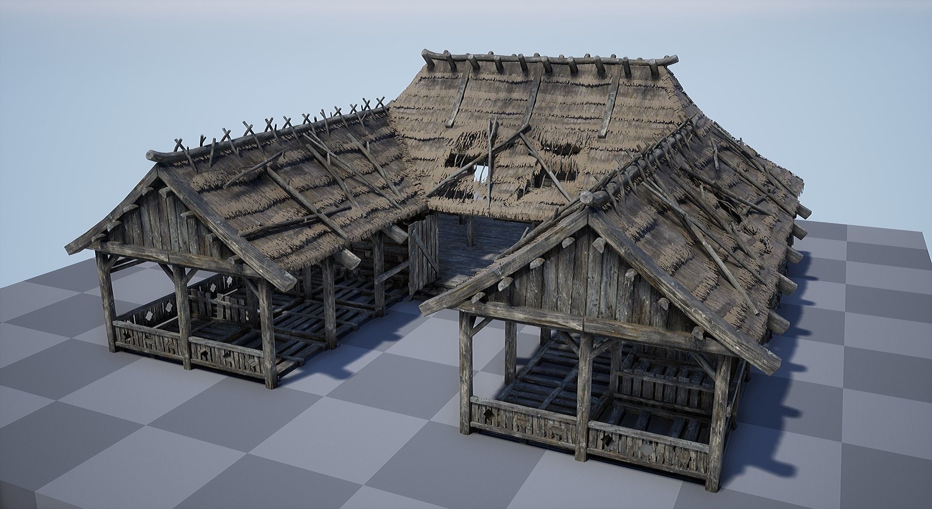  Modular Medieval Village - Unreal Project Low-poly 3D model_30