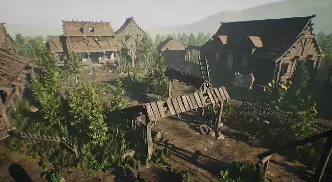  Modular Medieval Village - Unreal Project Low-poly 3D model