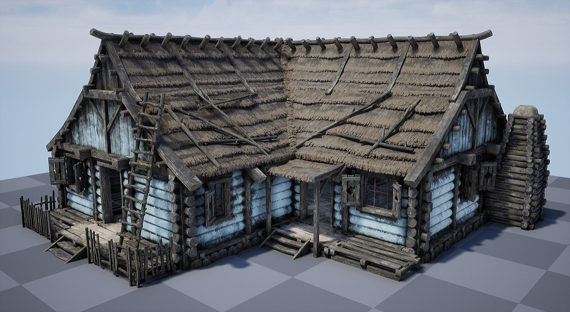  Modular Medieval Village - Unreal Project Low-poly 3D model_29