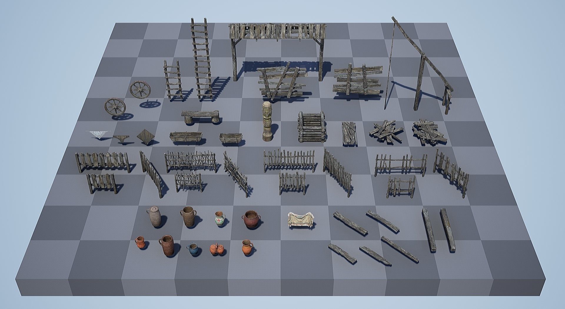  Modular Medieval Village - Unreal Project Low-poly 3D model_33