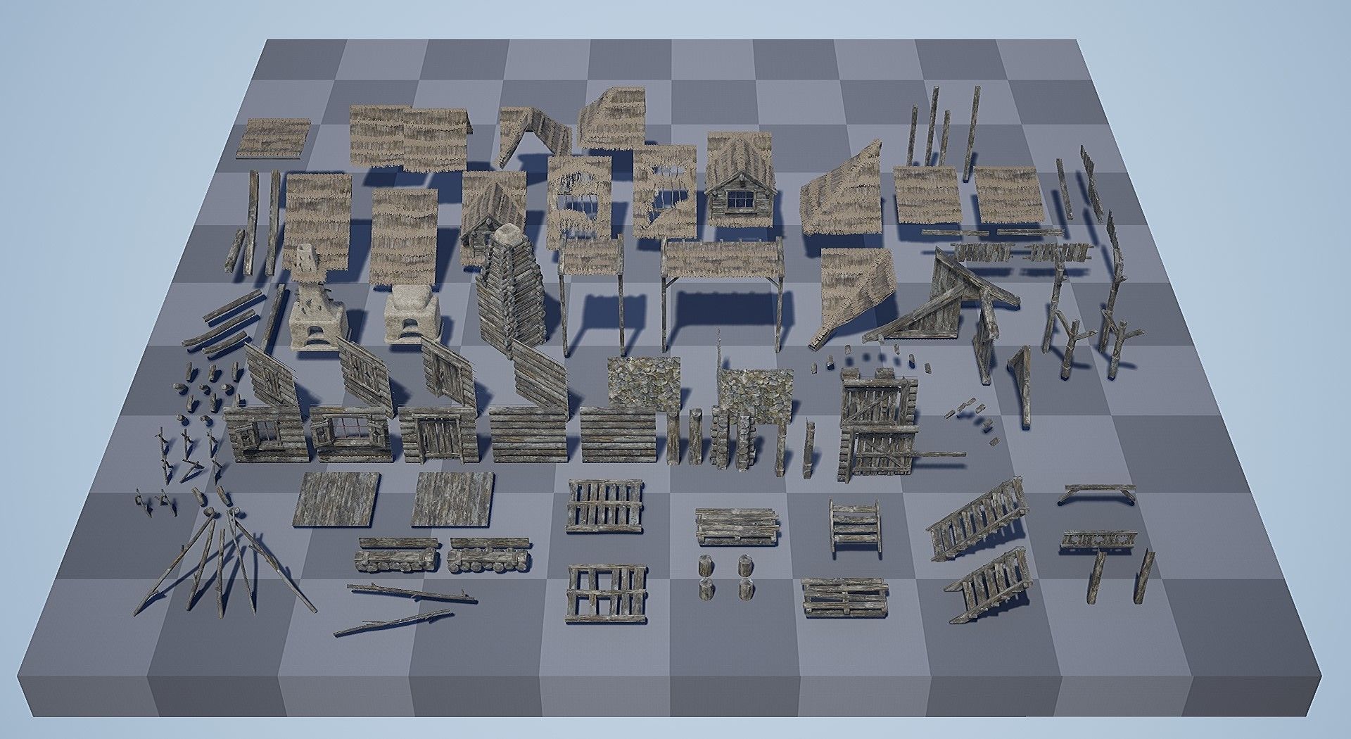  Modular Medieval Village - Unreal Project Low-poly 3D model_26