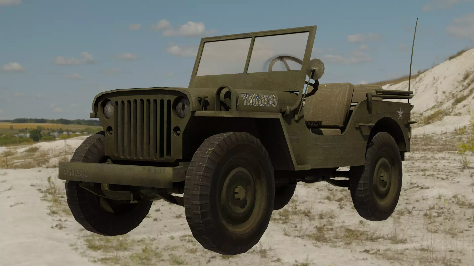Willys Jeep Low-poly 3D model_0