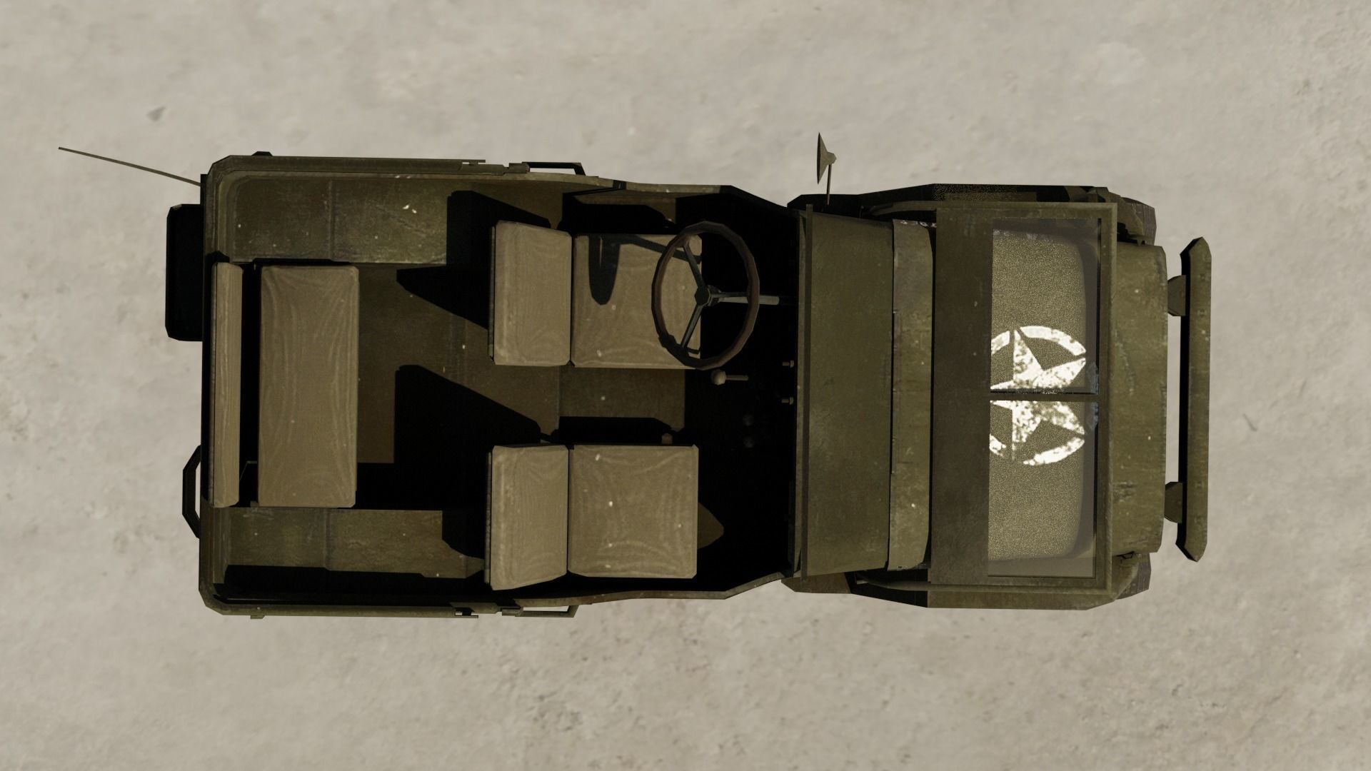 Willys Jeep Low-poly 3D model_6