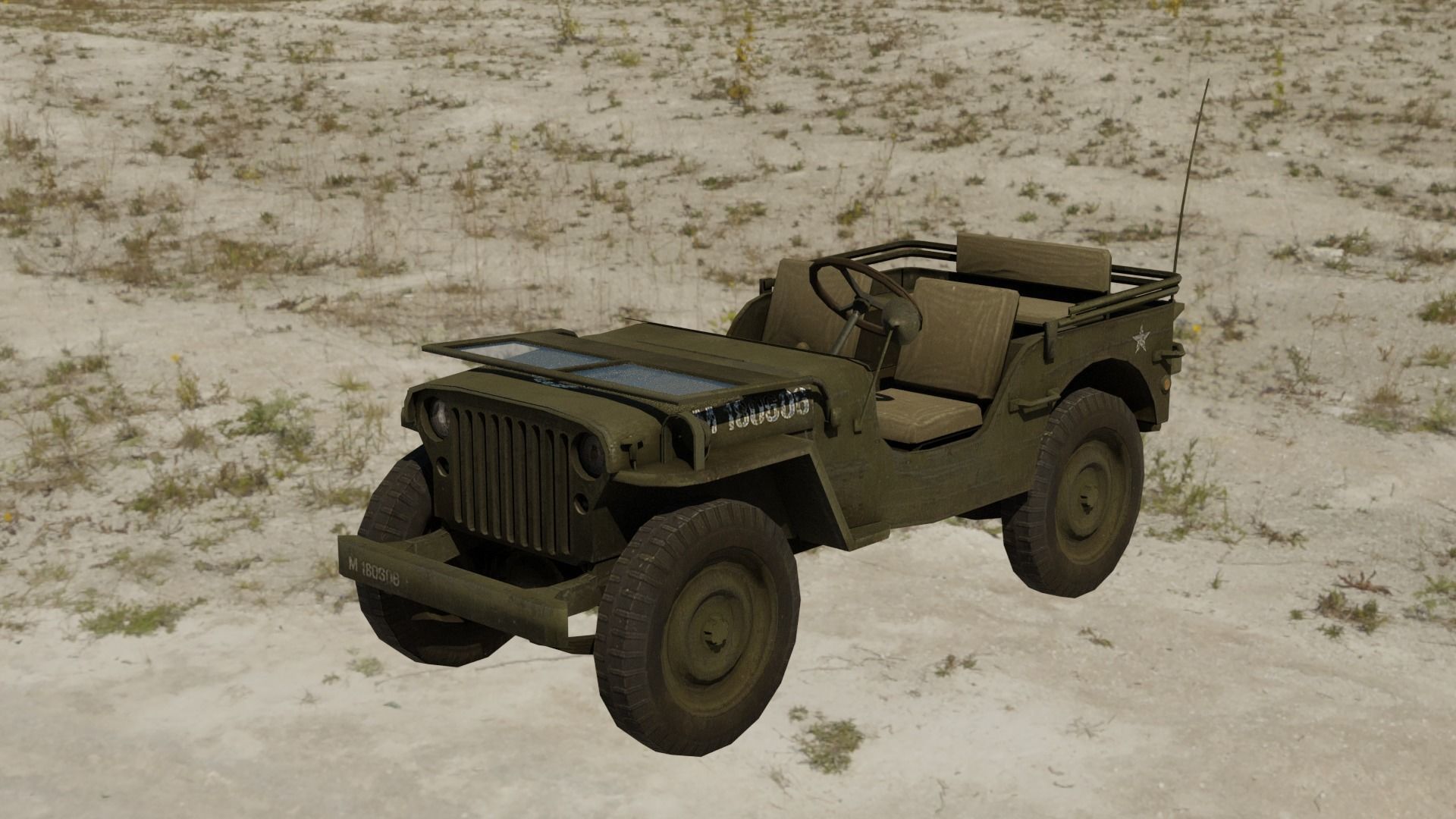 Willys Jeep Low-poly 3D model_1