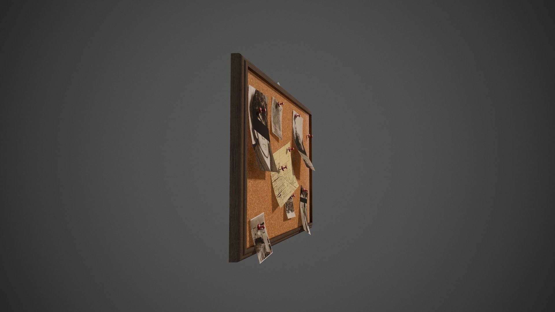 Detective Pinboard Low-poly 3D model_4