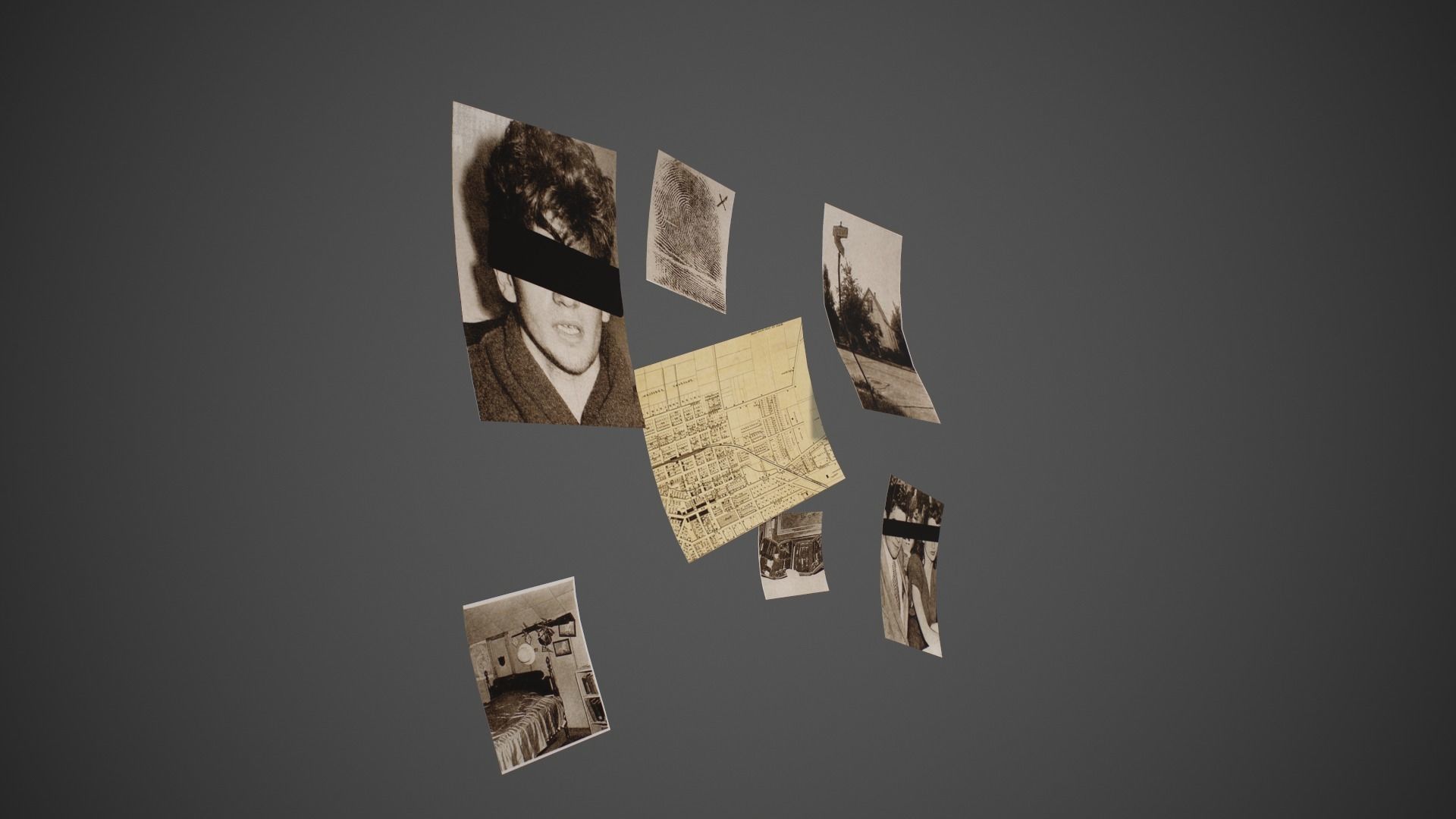 Detective Pinboard Low-poly 3D model_9