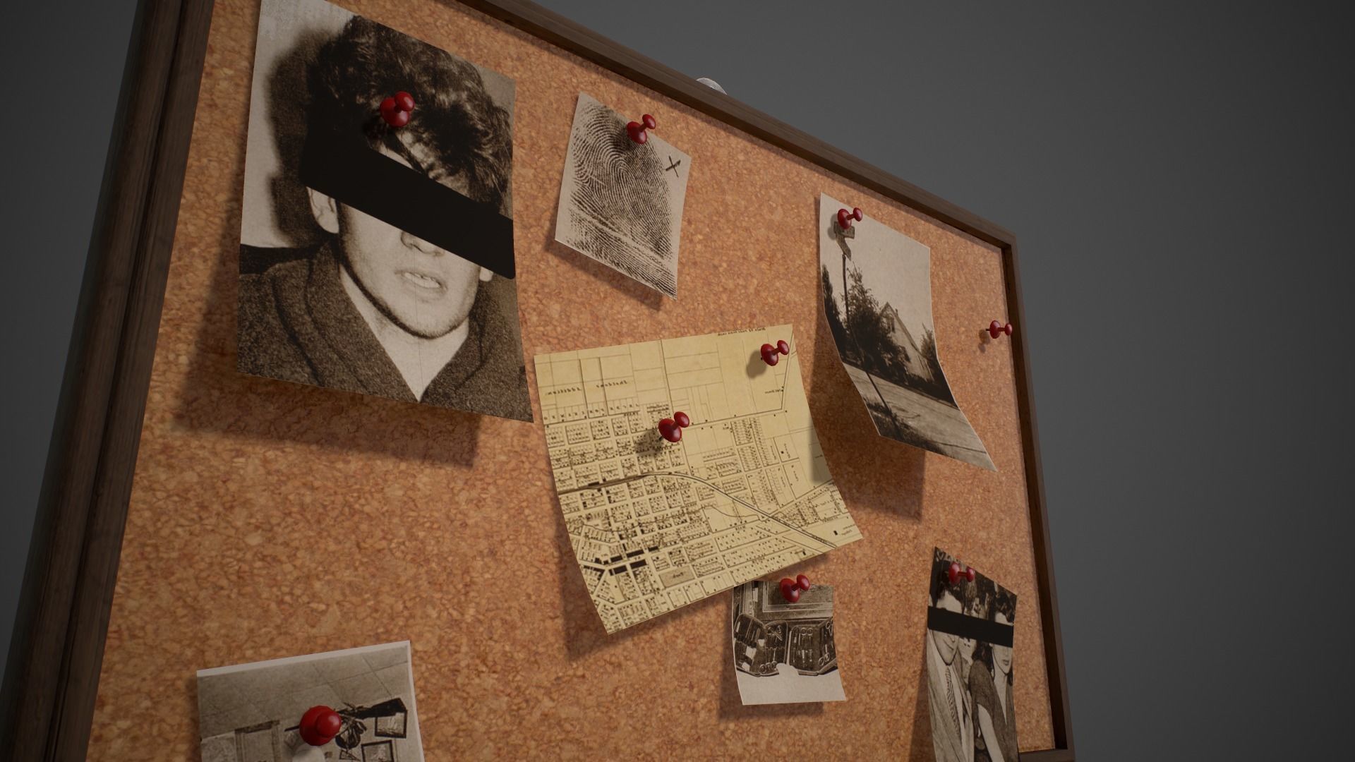 Detective Pinboard Low-poly 3D model_3