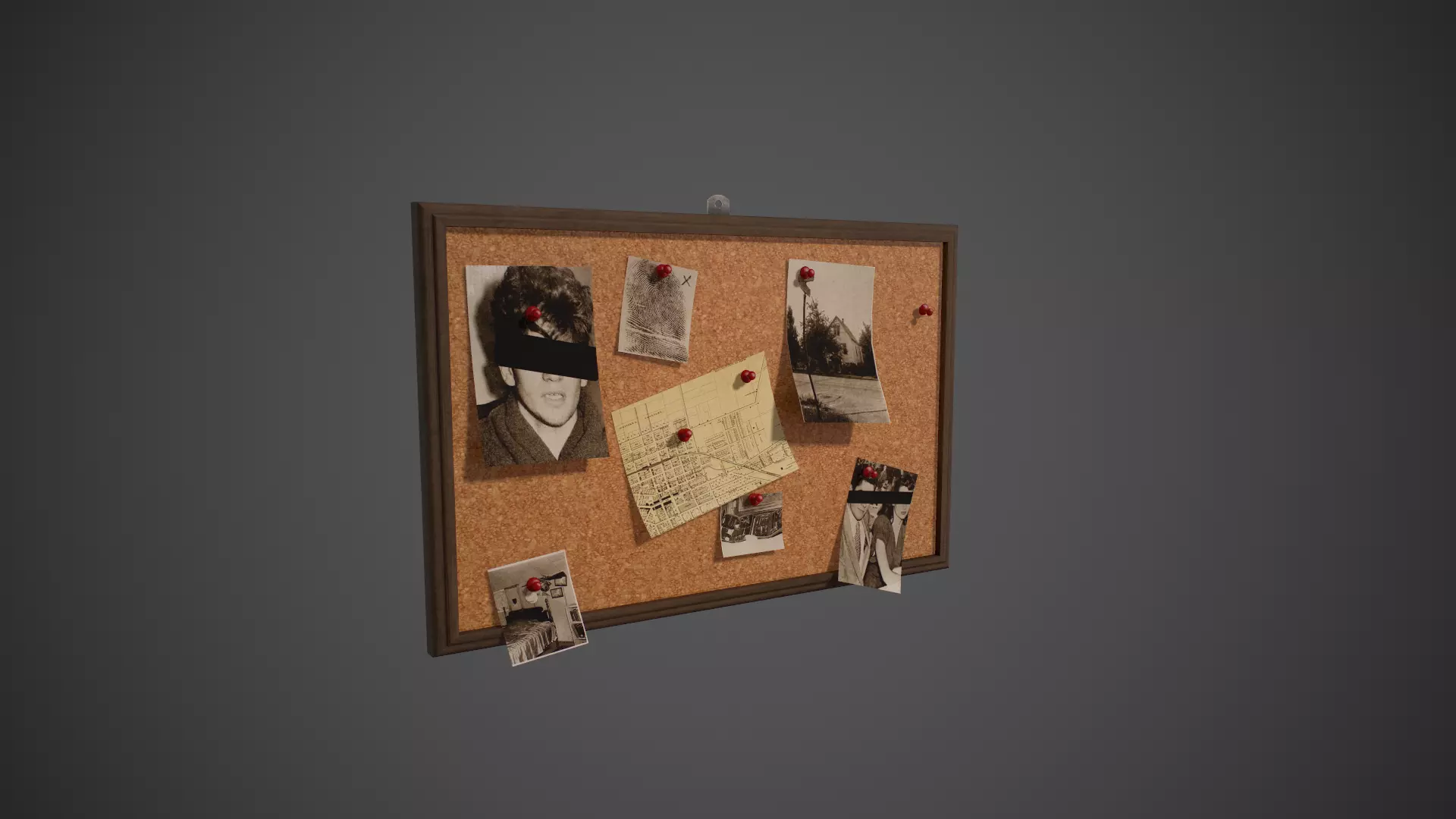 Detective Pinboard Low-poly 3D model_0
