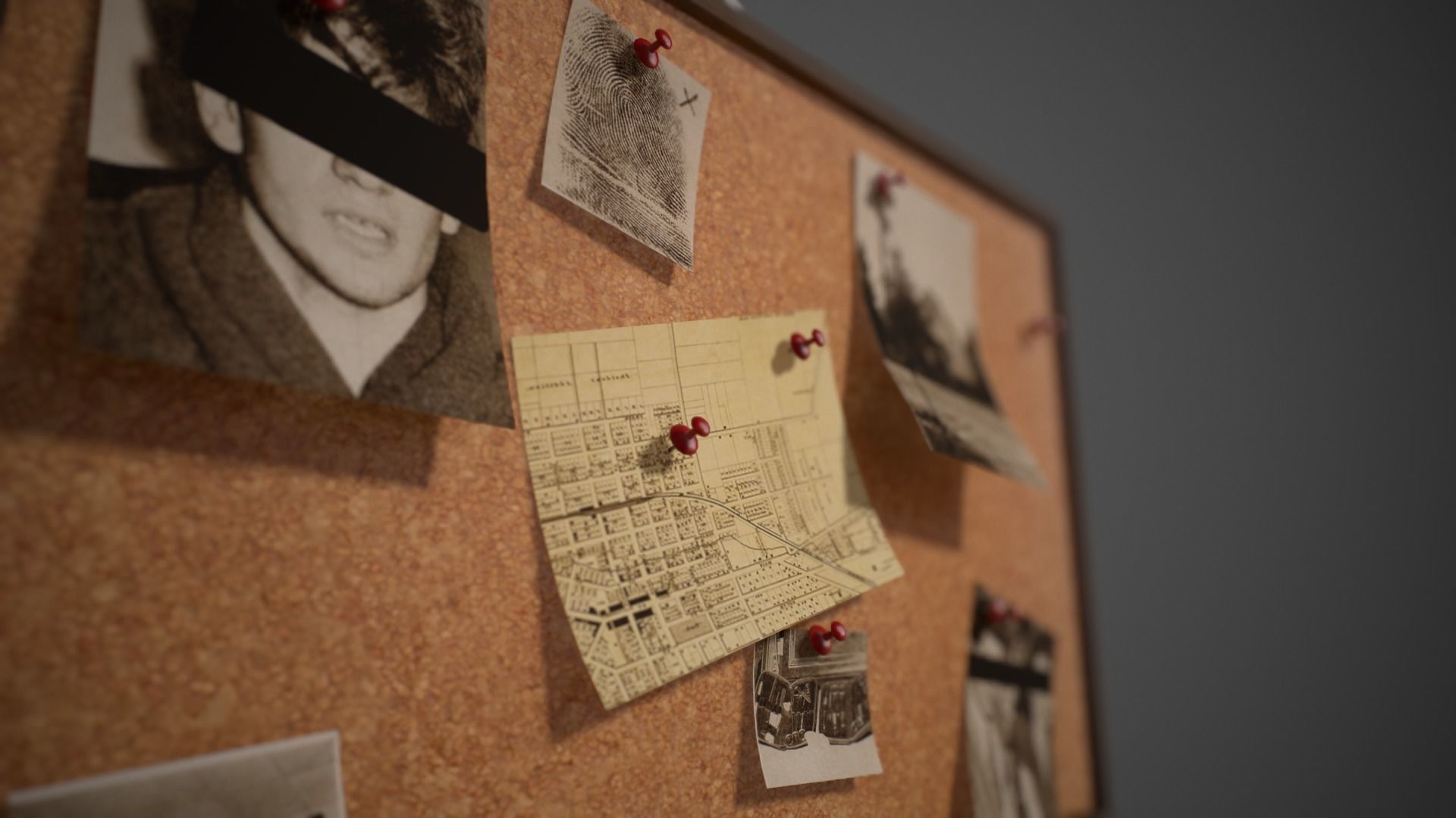 Detective Pinboard Low-poly 3D model_2