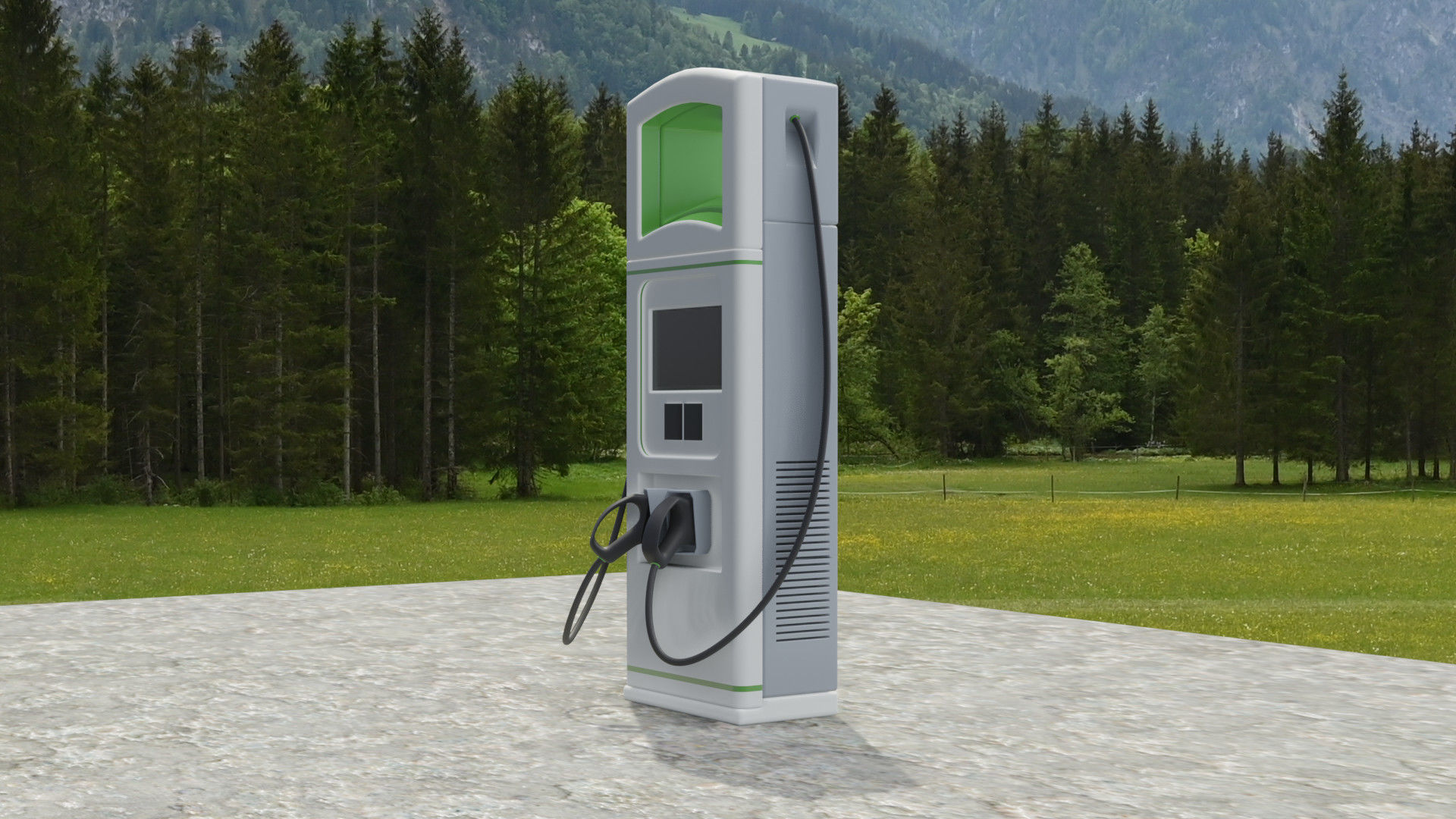 EV charging station 3D model_2