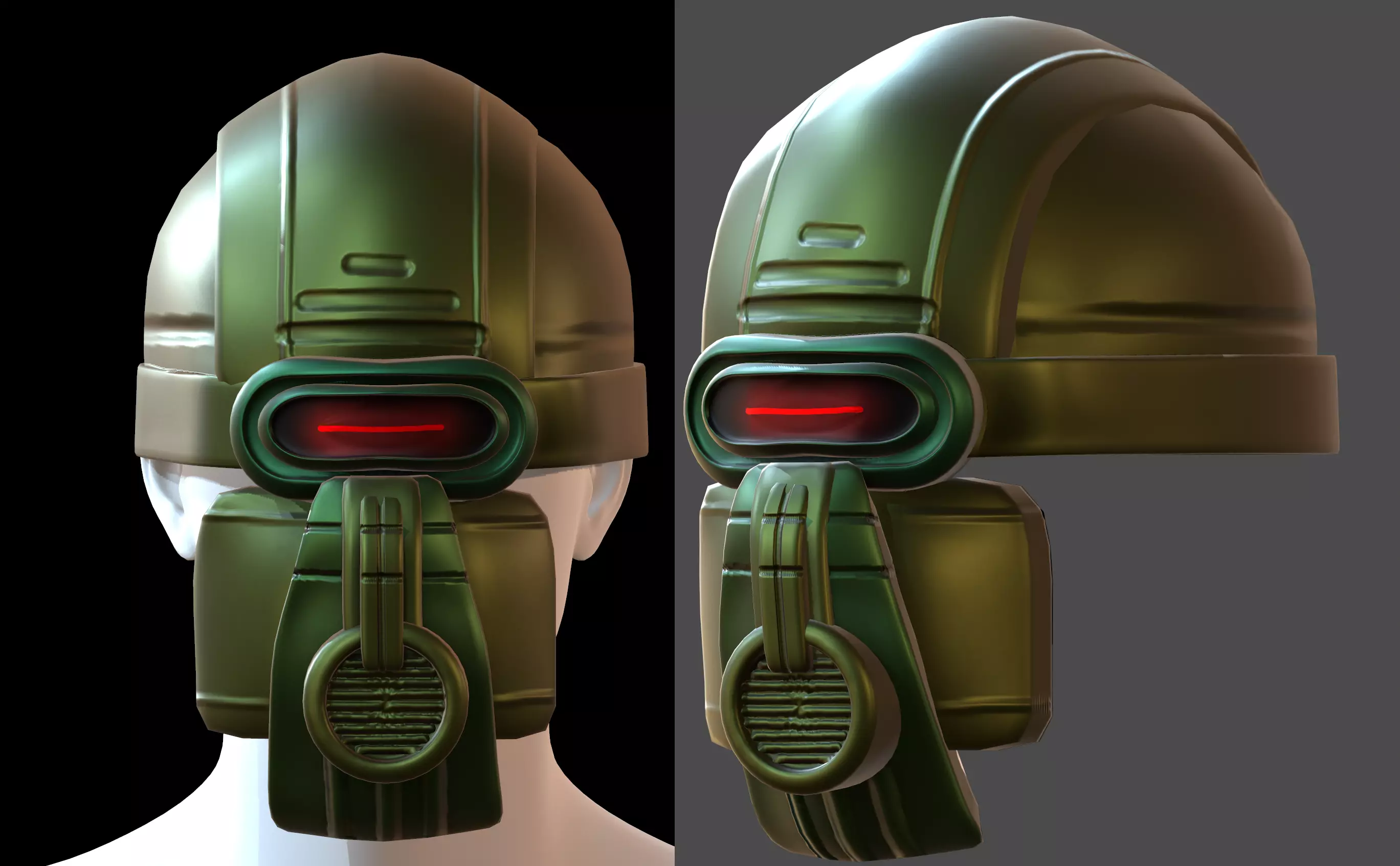 Gas mask helmet 3d model scifi Low-poly Low-poly 3D model Low-poly 3D model_0