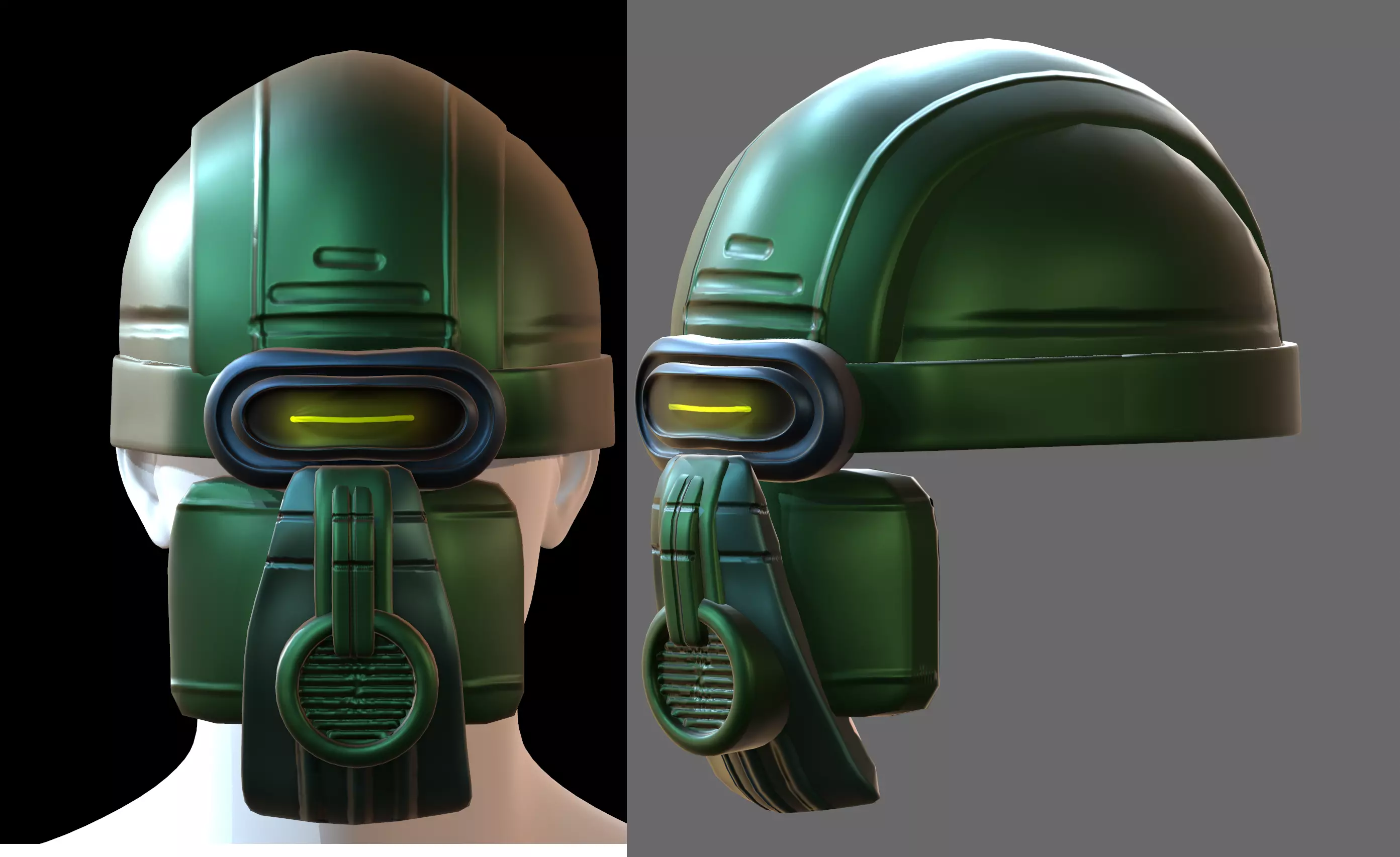 Gas mask helmet 3d model scifi Low-poly Low-poly 3D model Low-poly 3D model_1