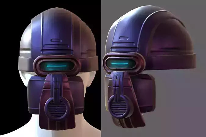 Gas mask helmet 3d model scifi Low-poly 