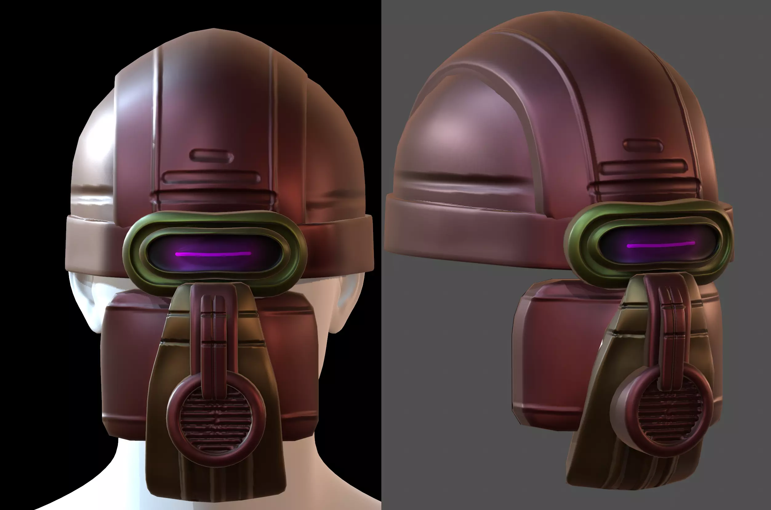 Gas mask helmet 3d model scifi Low-poly Low-poly 3D model_0