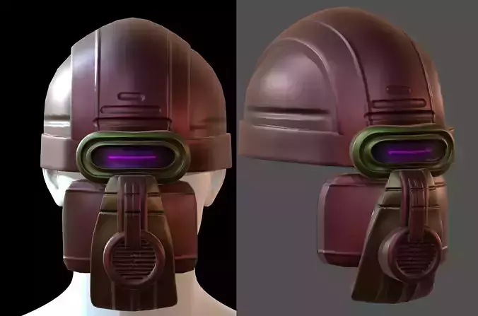 Gas mask helmet 3d model scifi Low-poly 