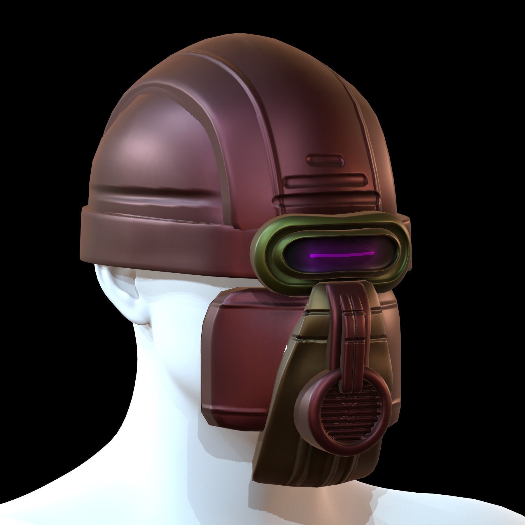 Gas mask helmet 3d model scifi Low-poly Low-poly 3D model_3