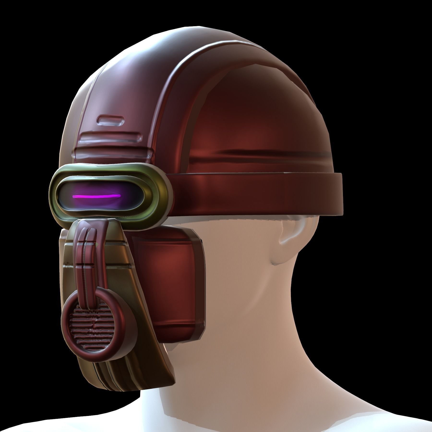 Gas mask helmet 3d model scifi Low-poly Low-poly 3D model_2