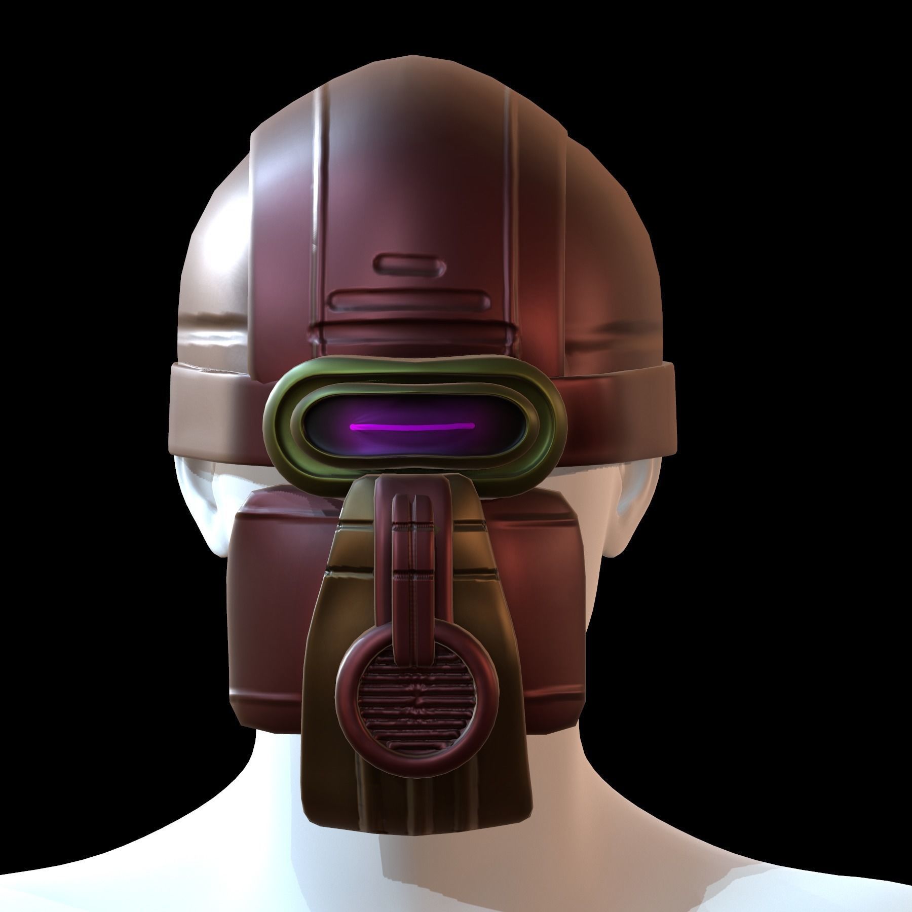 Gas mask helmet 3d model scifi Low-poly Low-poly 3D model_1