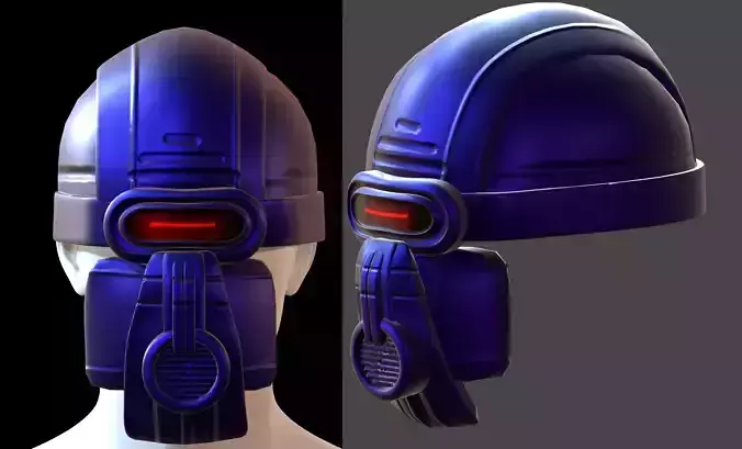 Gas mask helmet 3d model scifi Low-poly 