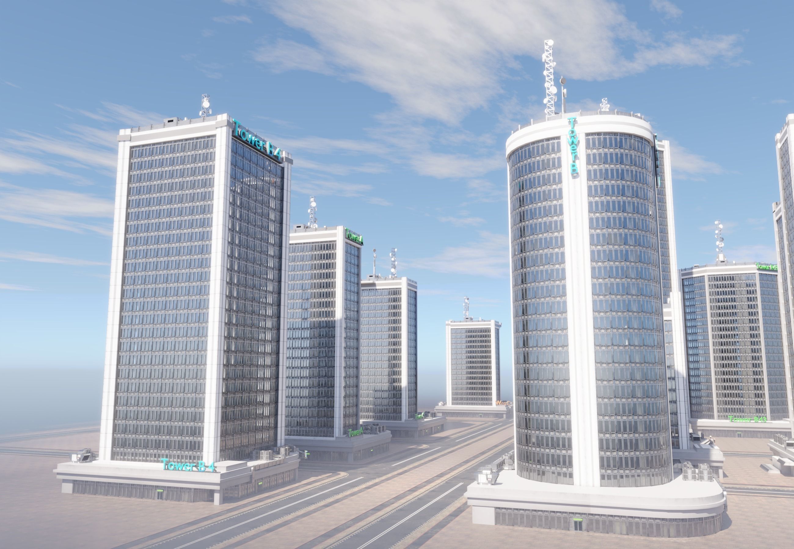 Skyscraper in ten variants with interior Low-poly 3D model_20
