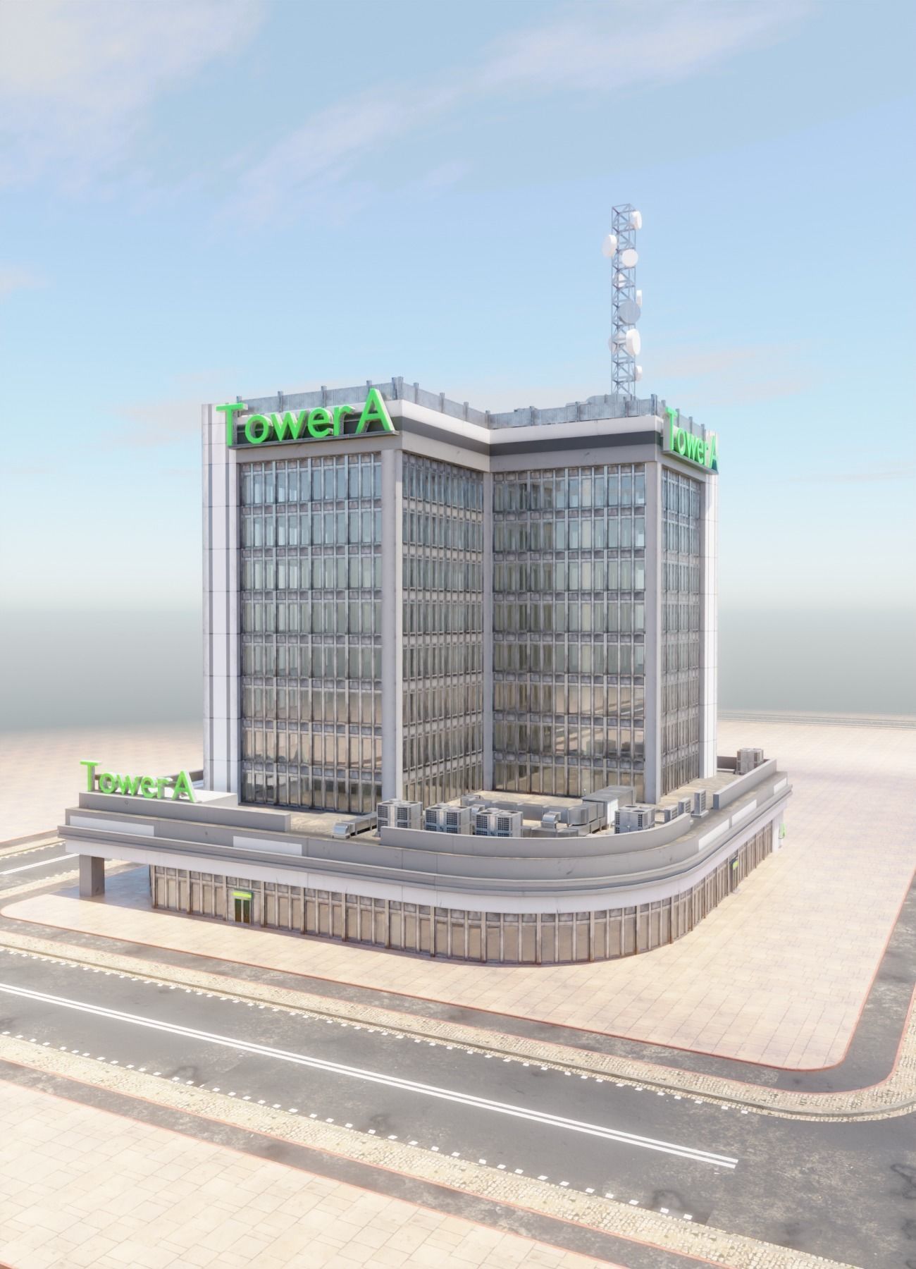 Skyscraper in ten variants with interior Low-poly 3D model_11