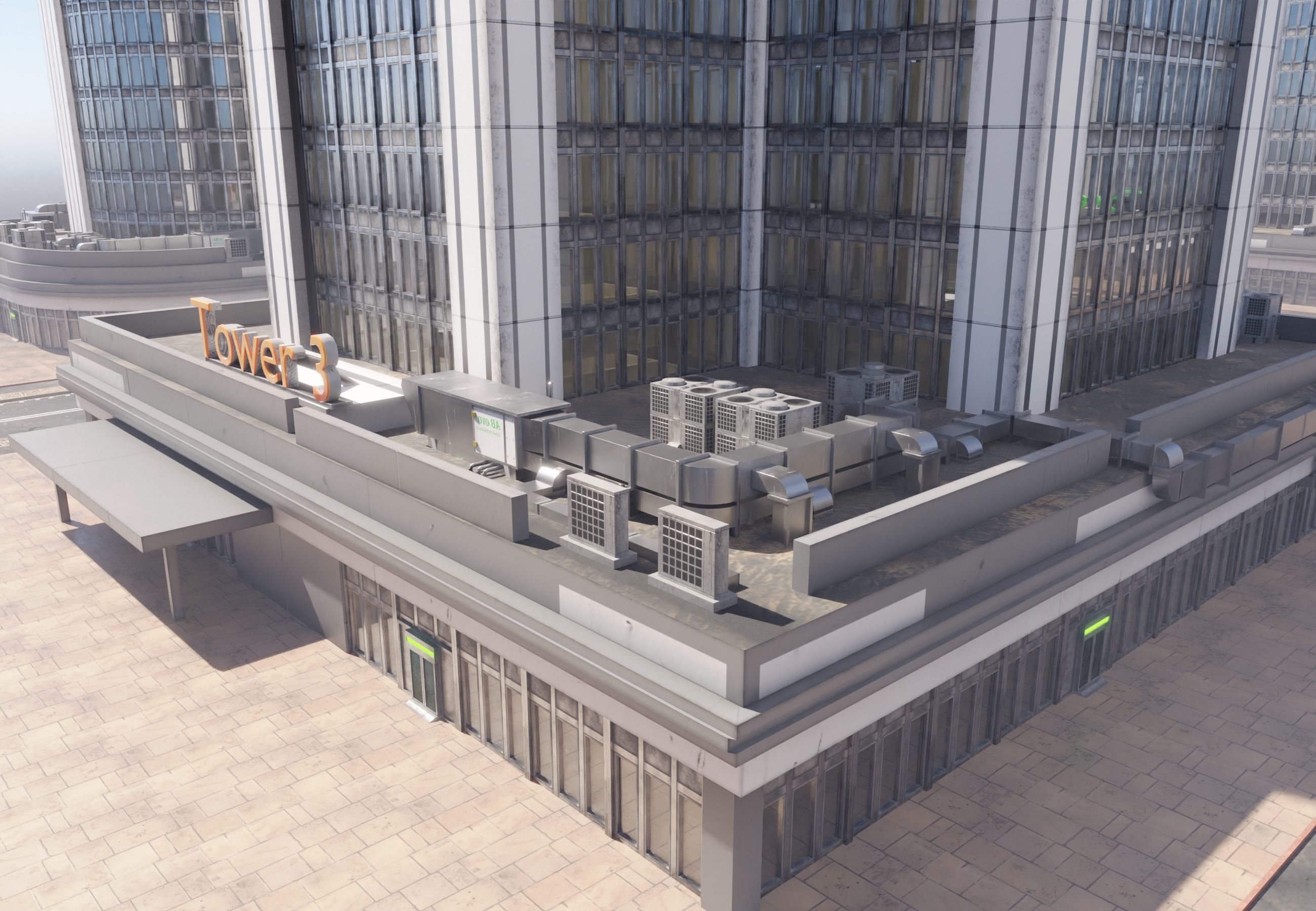 Skyscraper in ten variants with interior Low-poly 3D model_7