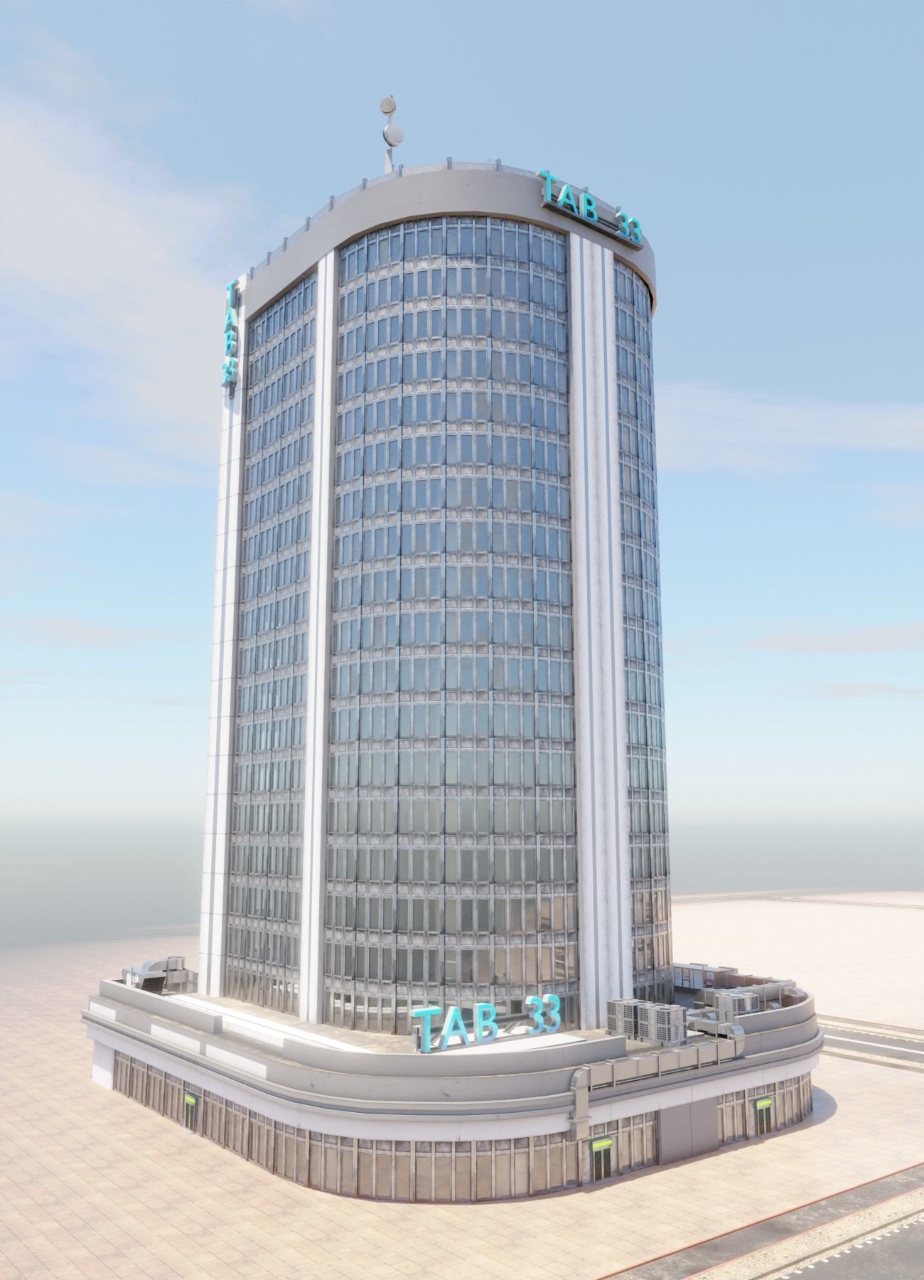 Skyscraper in ten variants with interior Low-poly 3D model_16